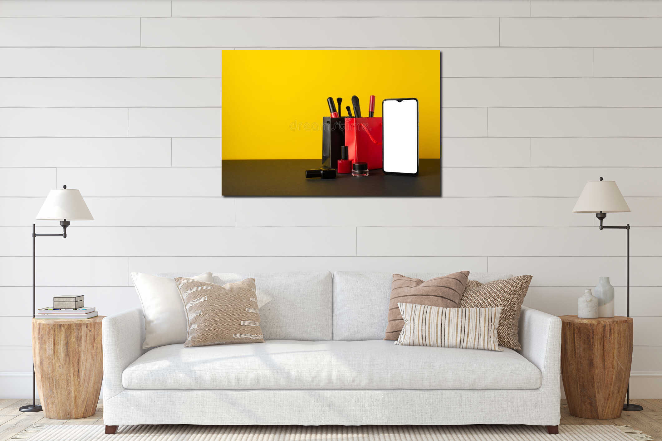Canvas hanging interior mockup