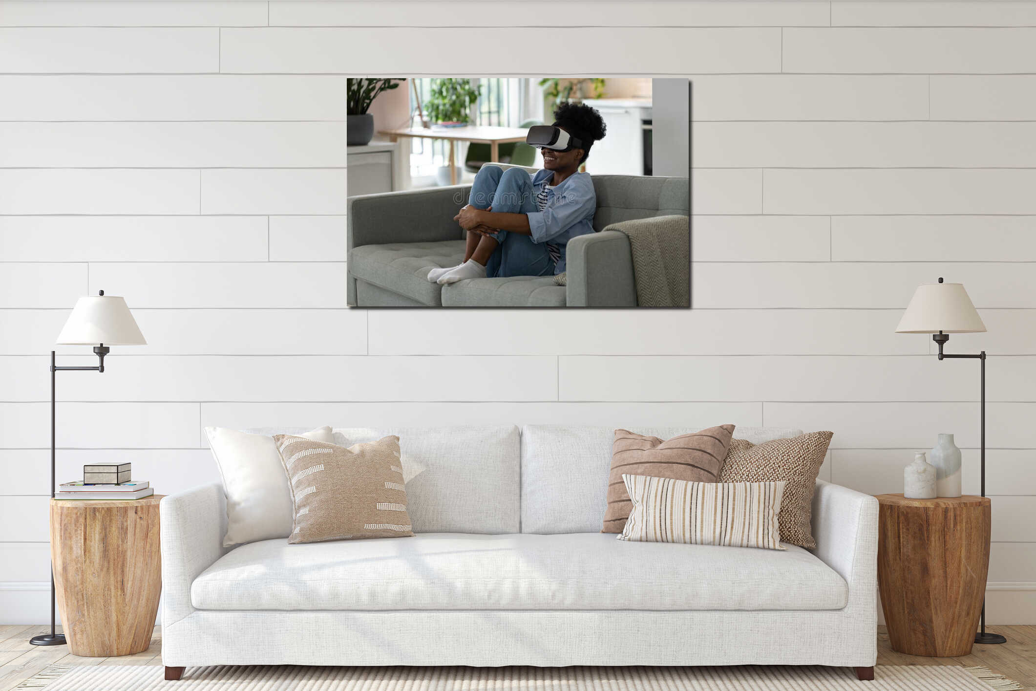 Canvas hanging interior mockup