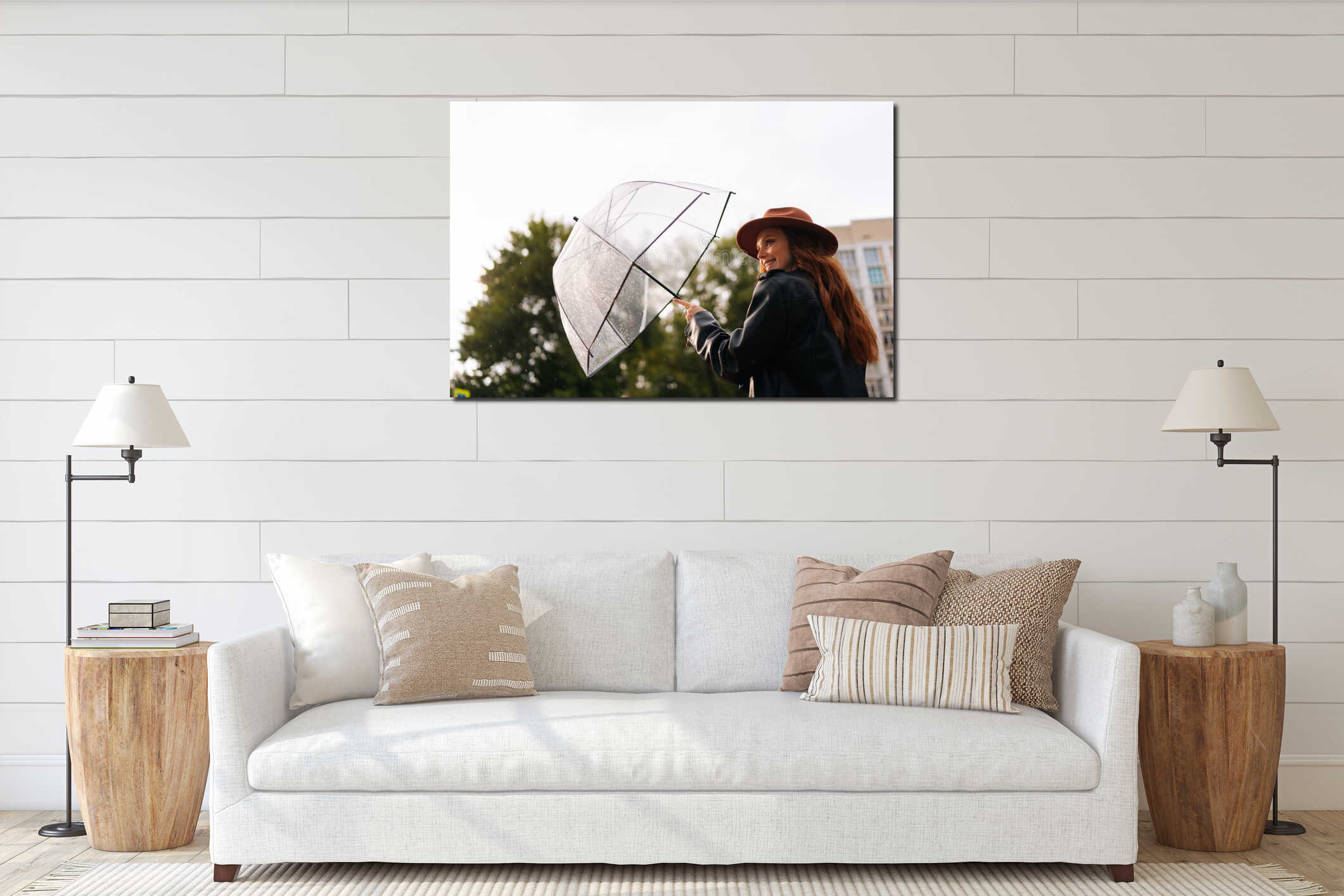 Canvas hanging interior mockup