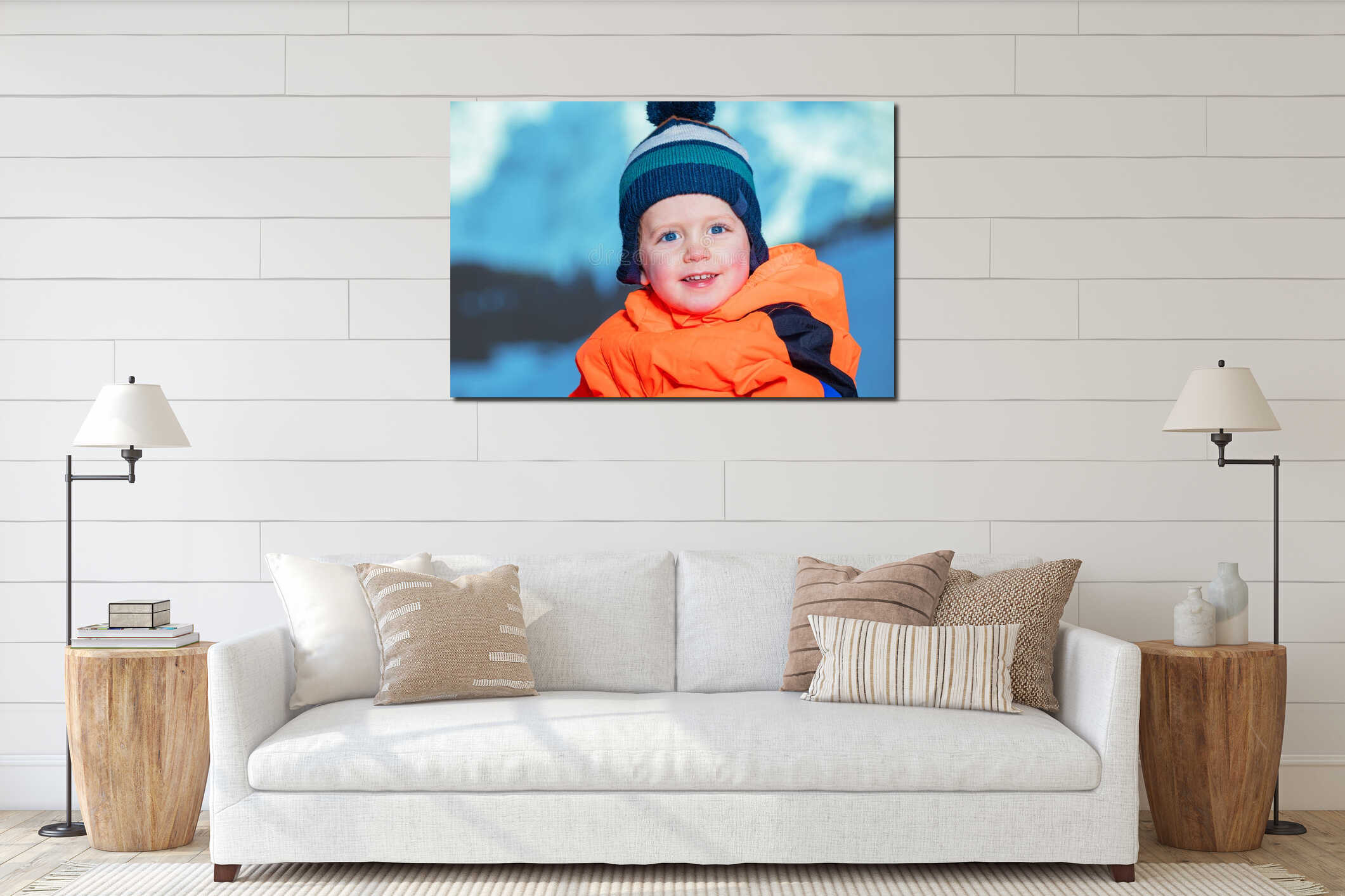 Canvas hanging interior mockup