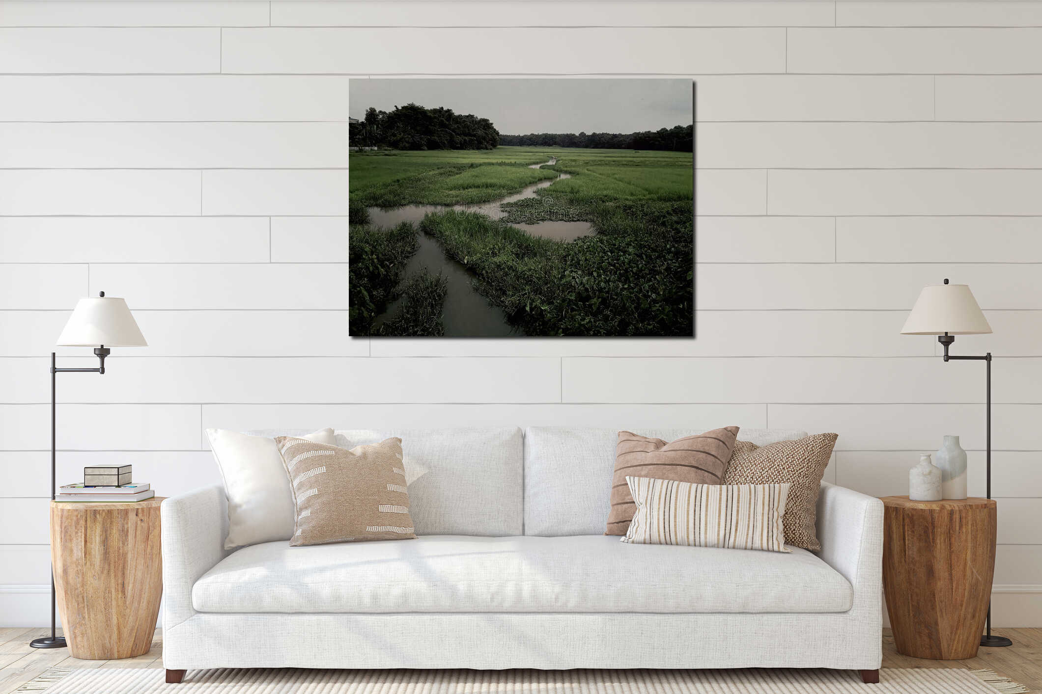 Canvas hanging interior mockup