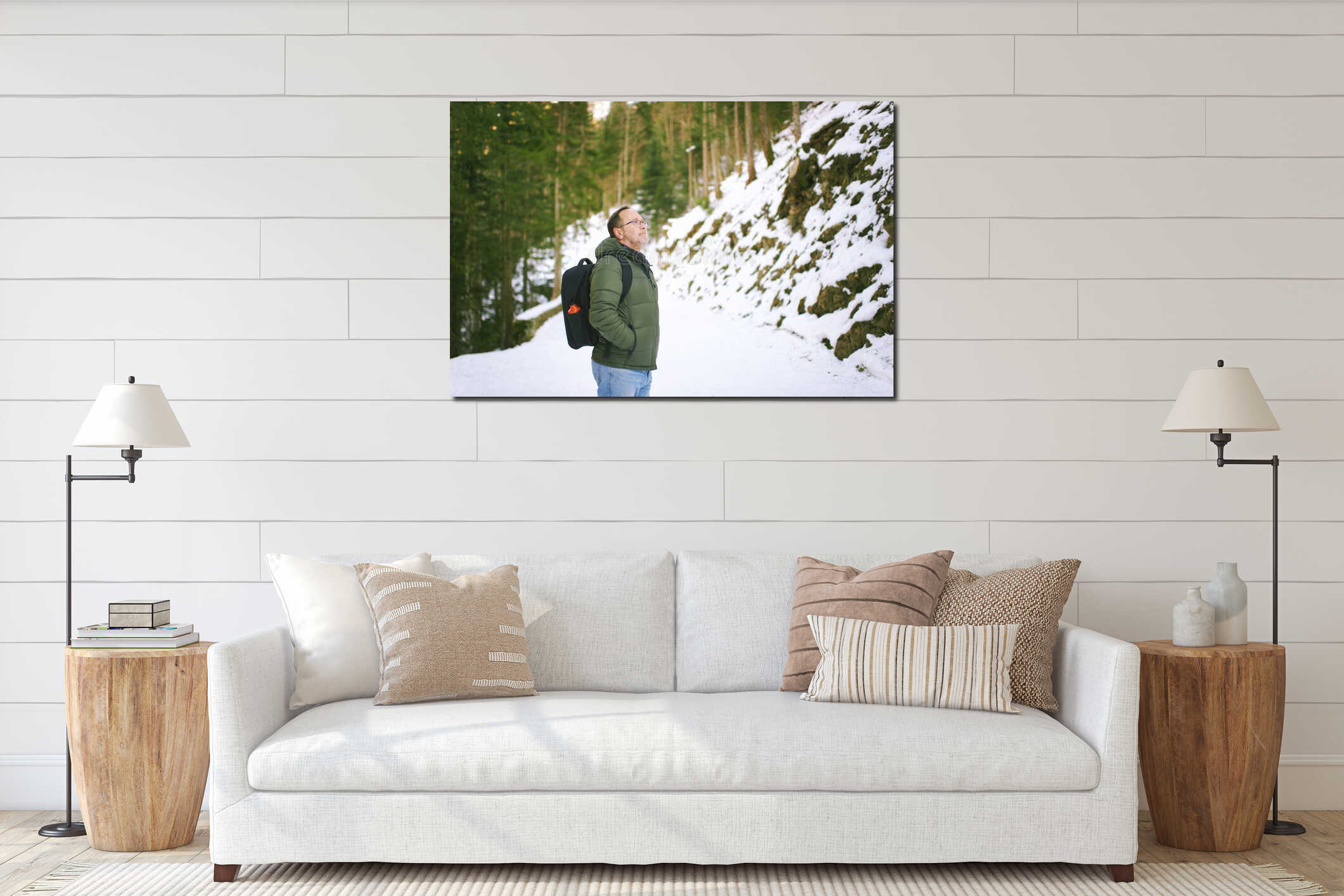 Canvas hanging interior mockup