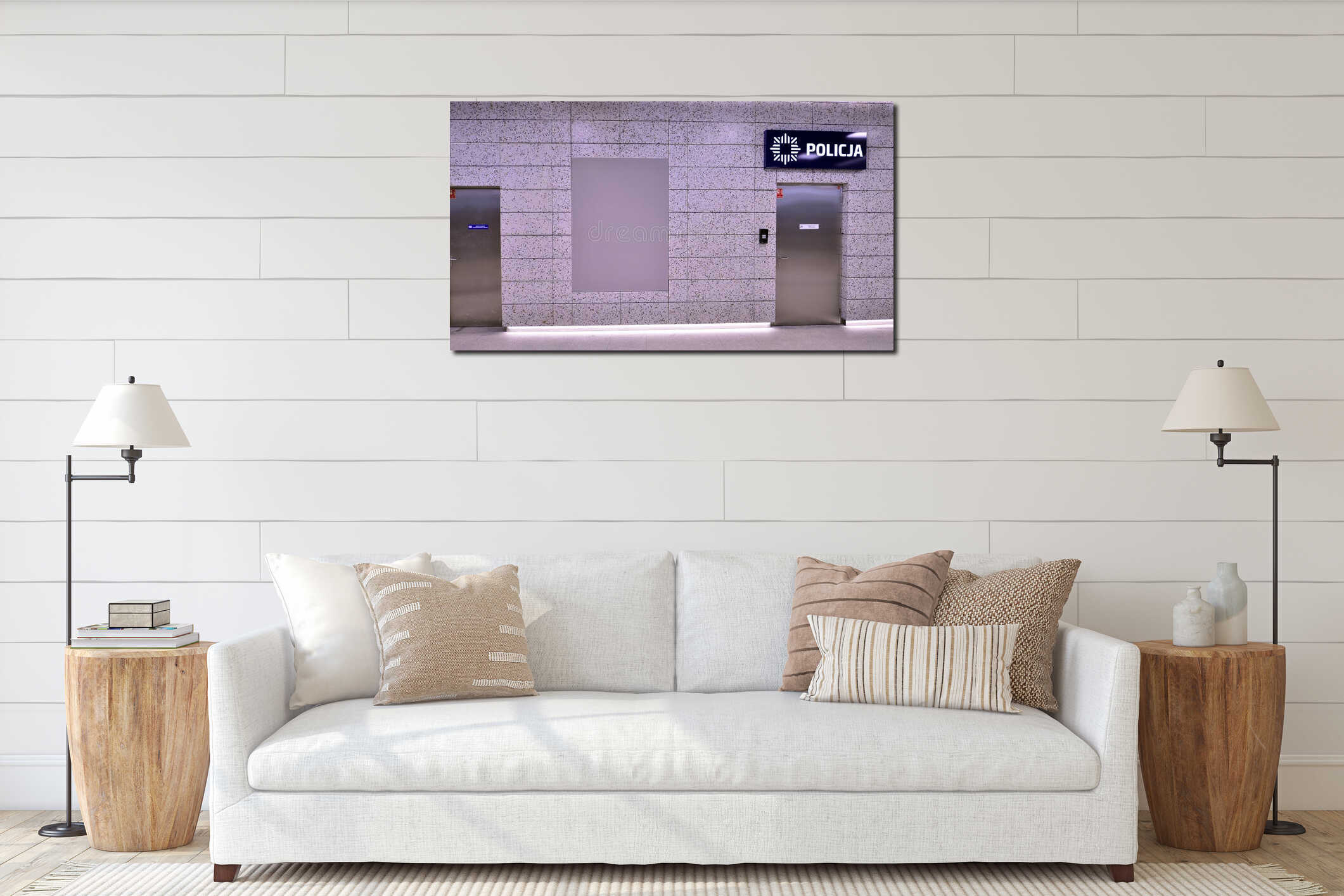 Canvas hanging interior mockup