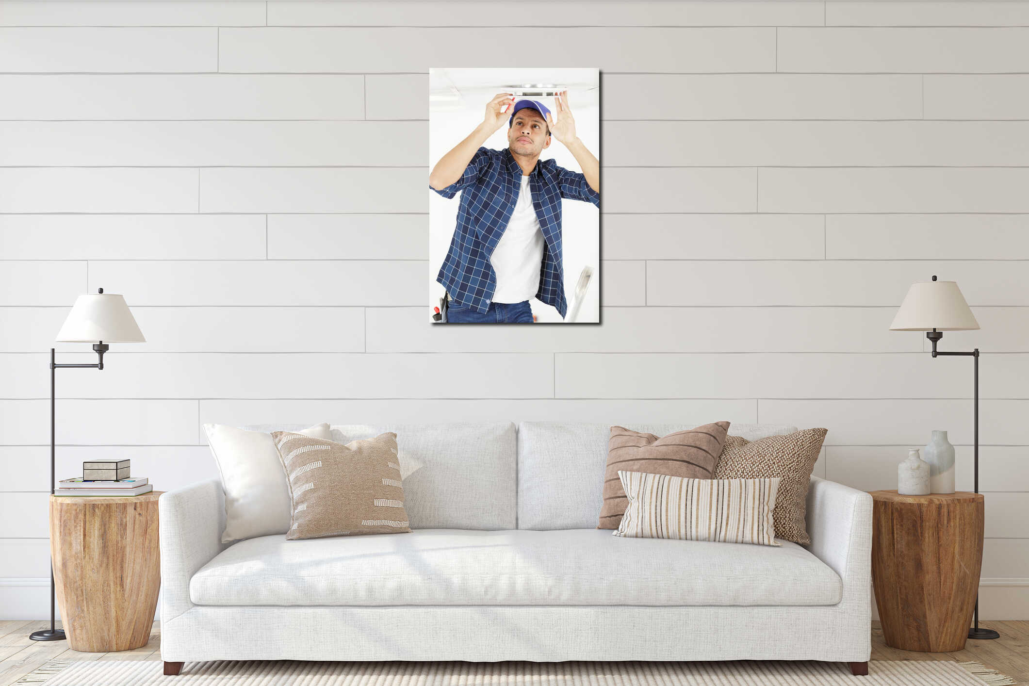 Canvas hanging interior mockup