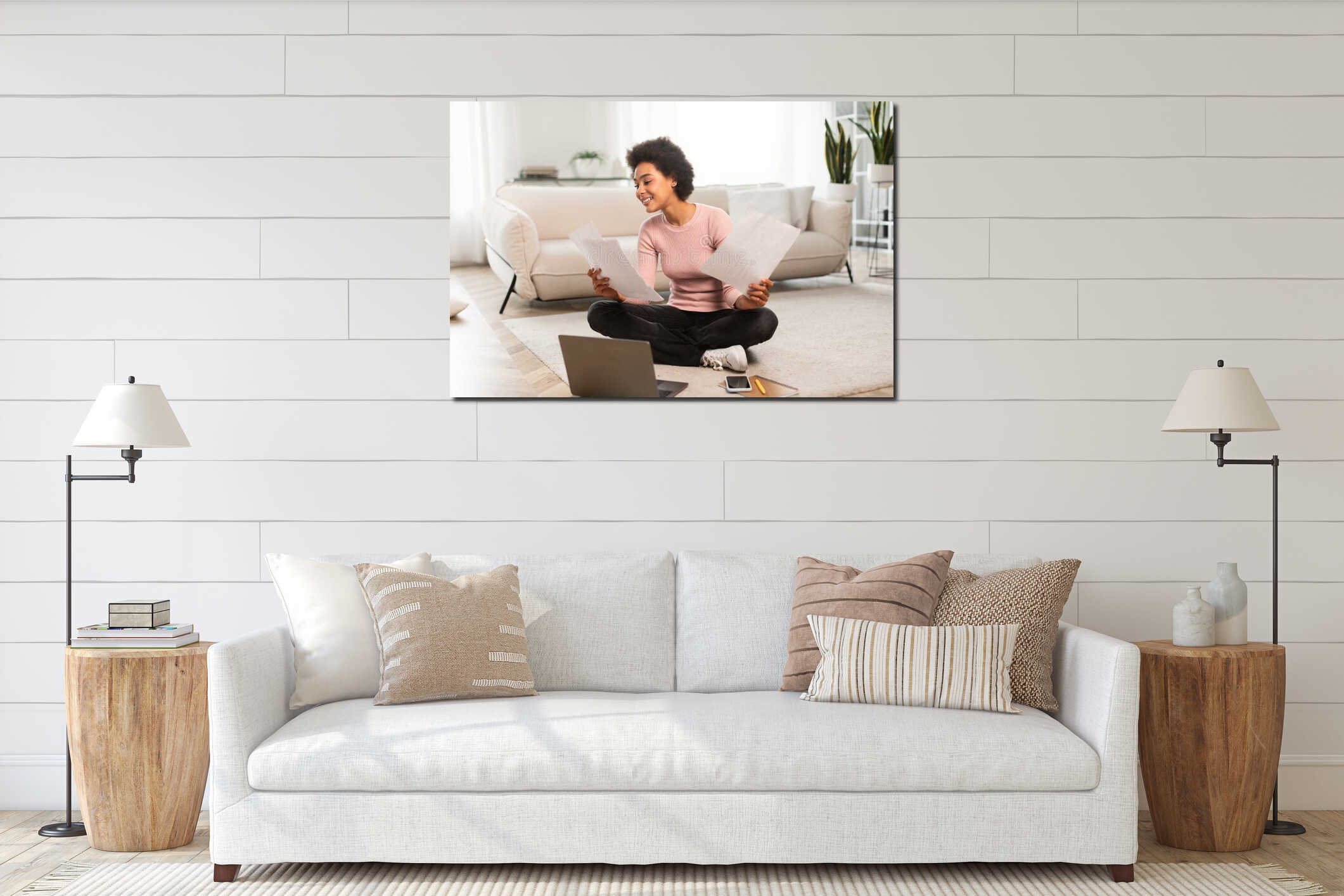 Canvas hanging interior mockup