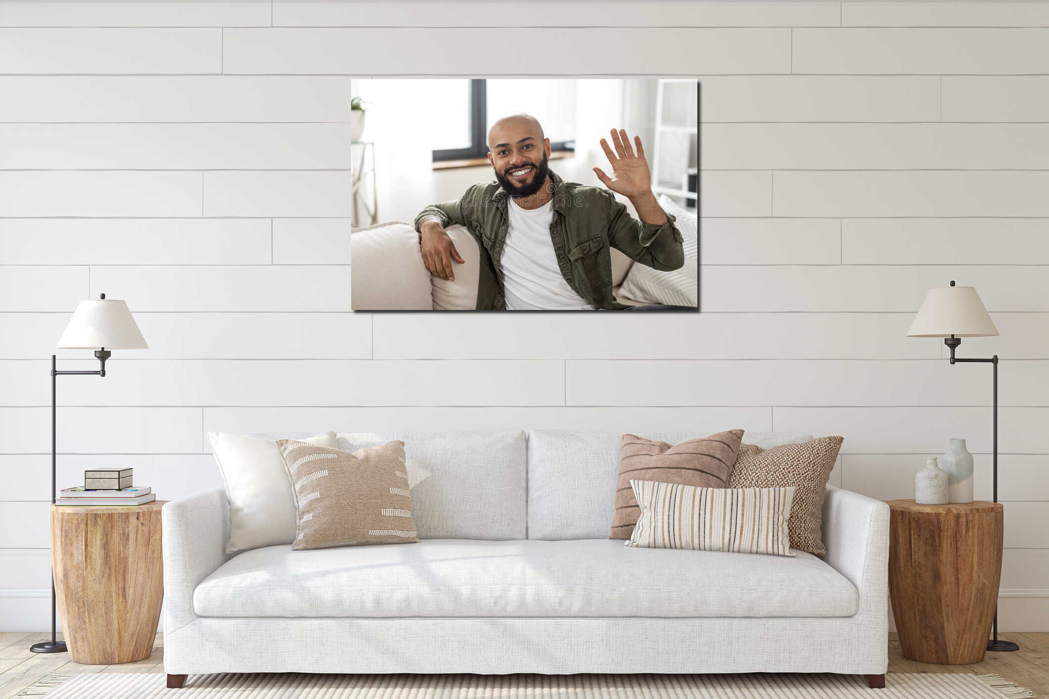 Canvas hanging interior mockup