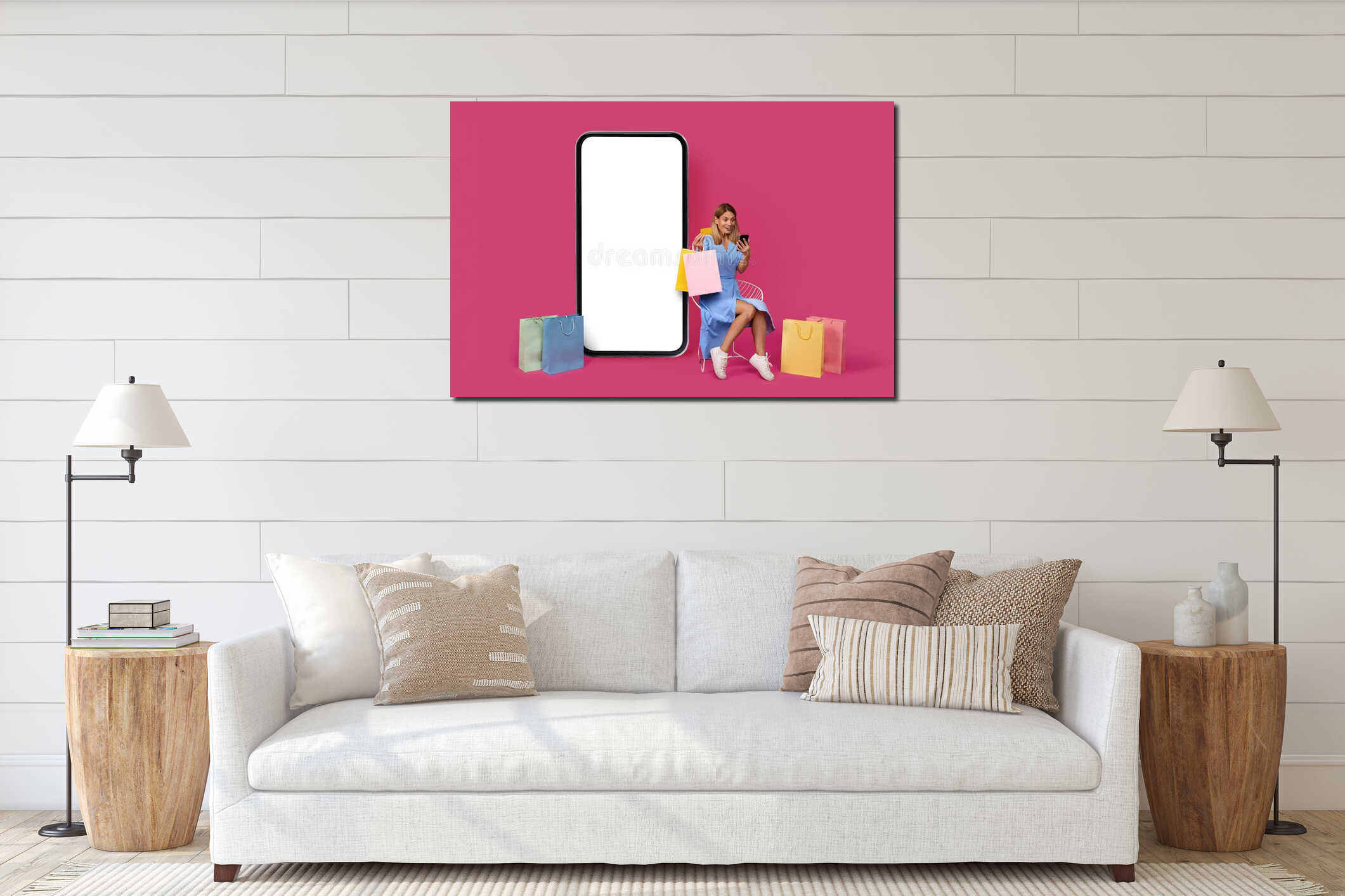 Canvas hanging interior mockup