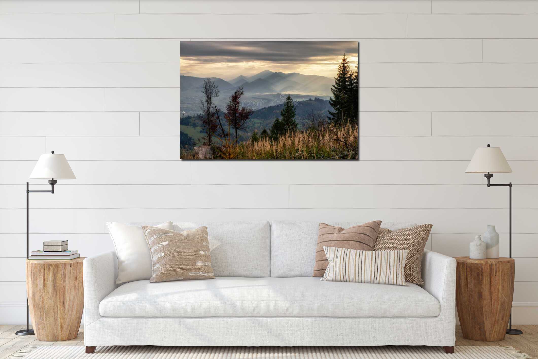 Canvas hanging interior mockup