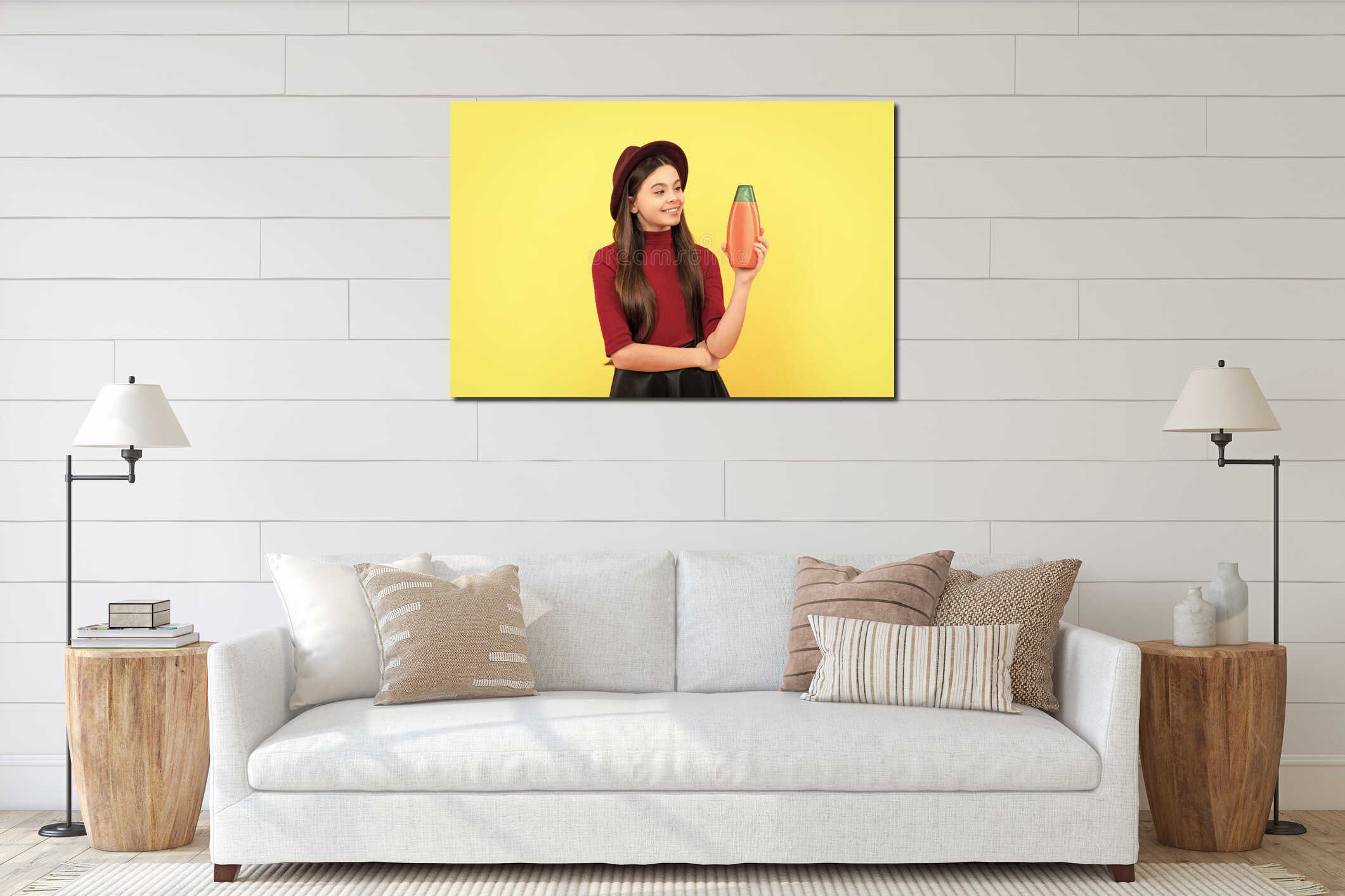 Canvas hanging interior mockup