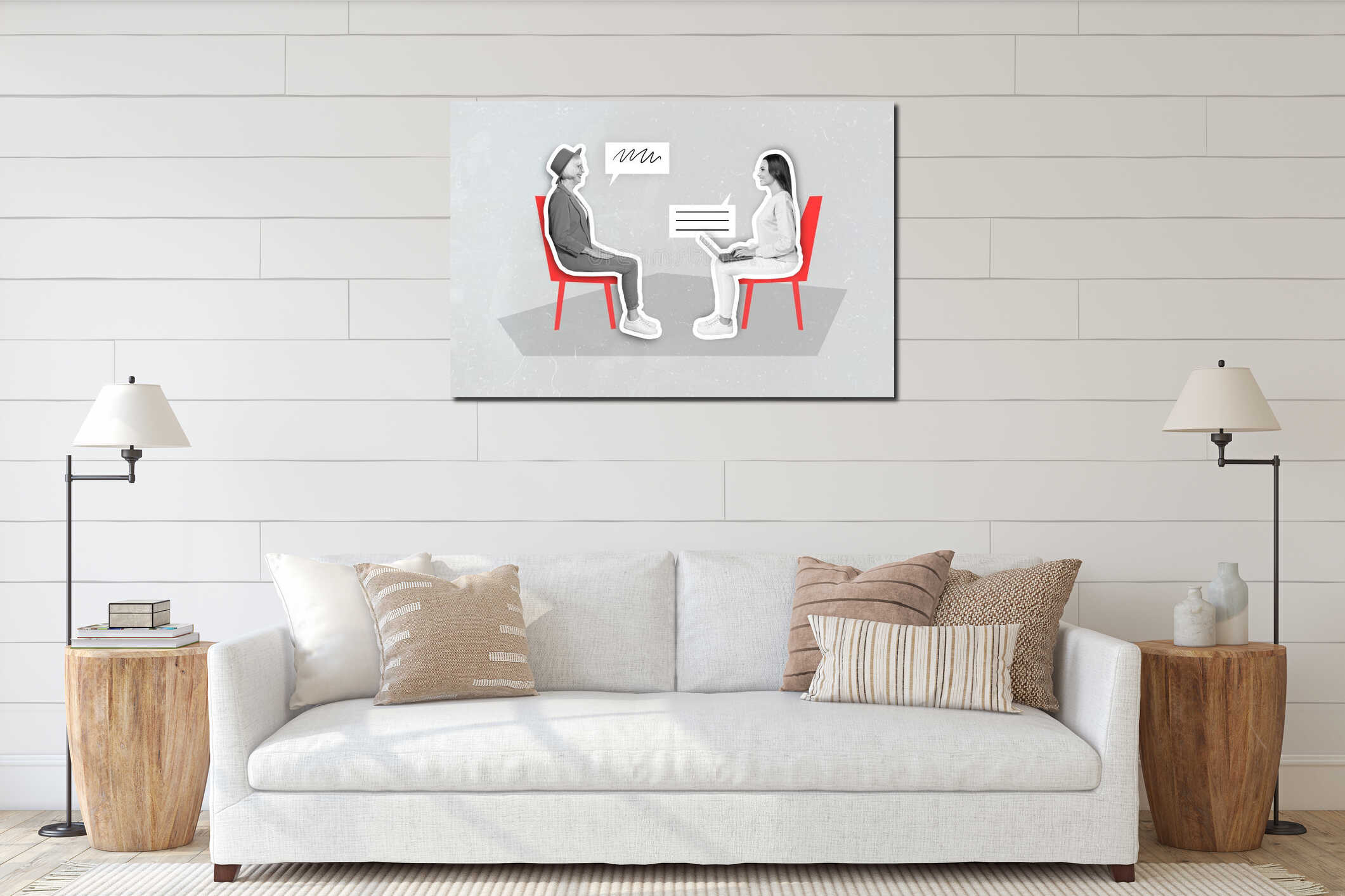 Canvas hanging interior mockup