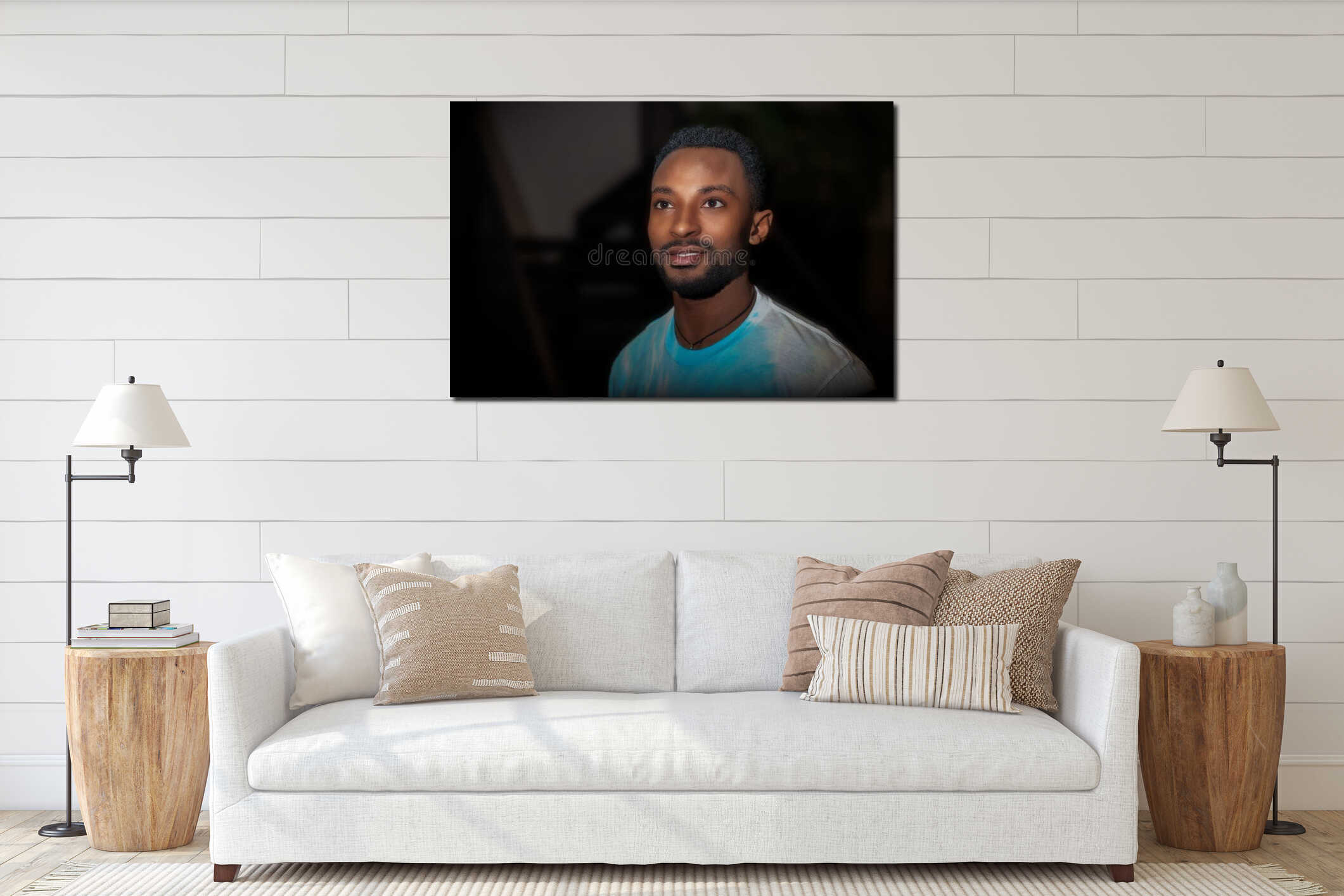 Canvas hanging interior mockup