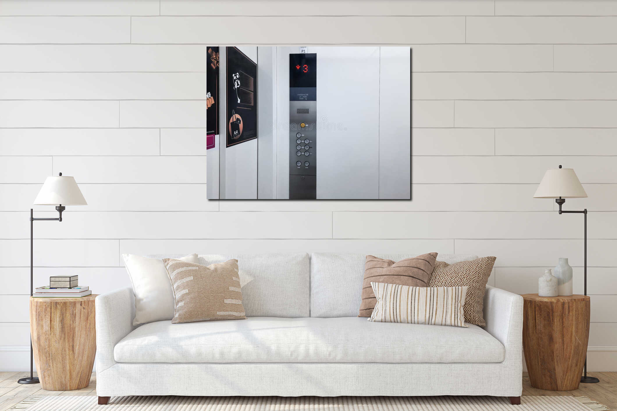 Canvas hanging interior mockup