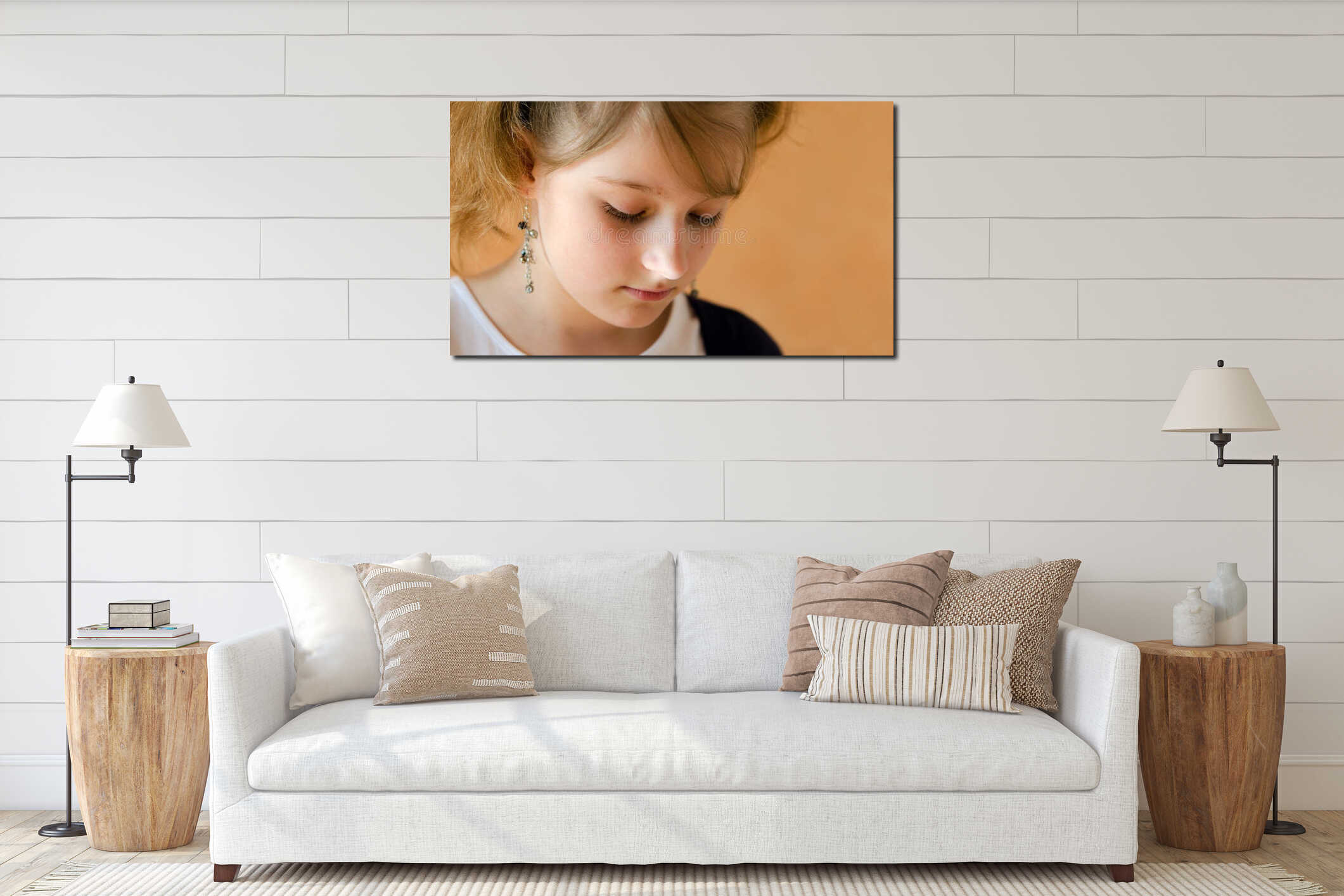 Canvas hanging interior mockup