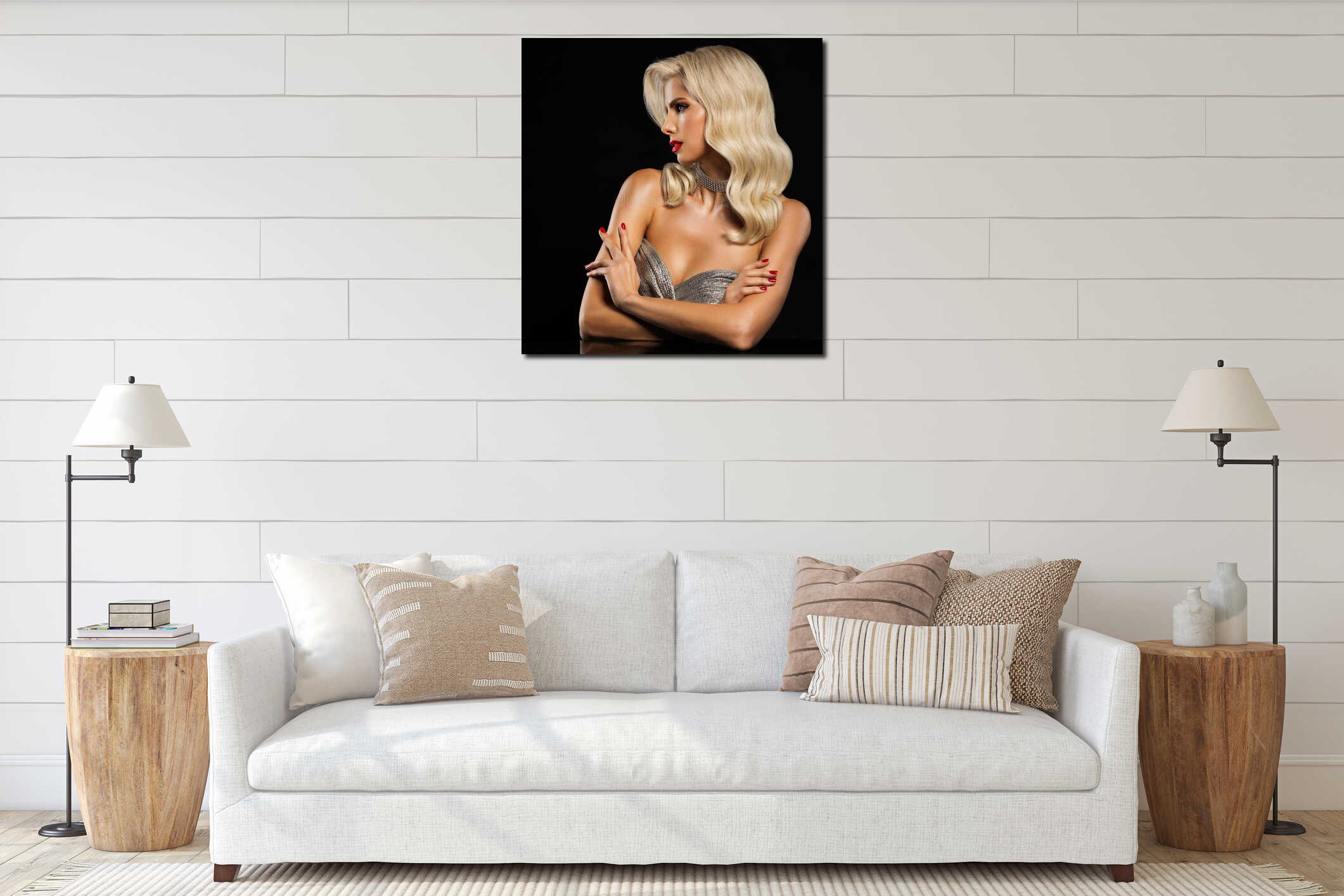 Canvas hanging interior mockup