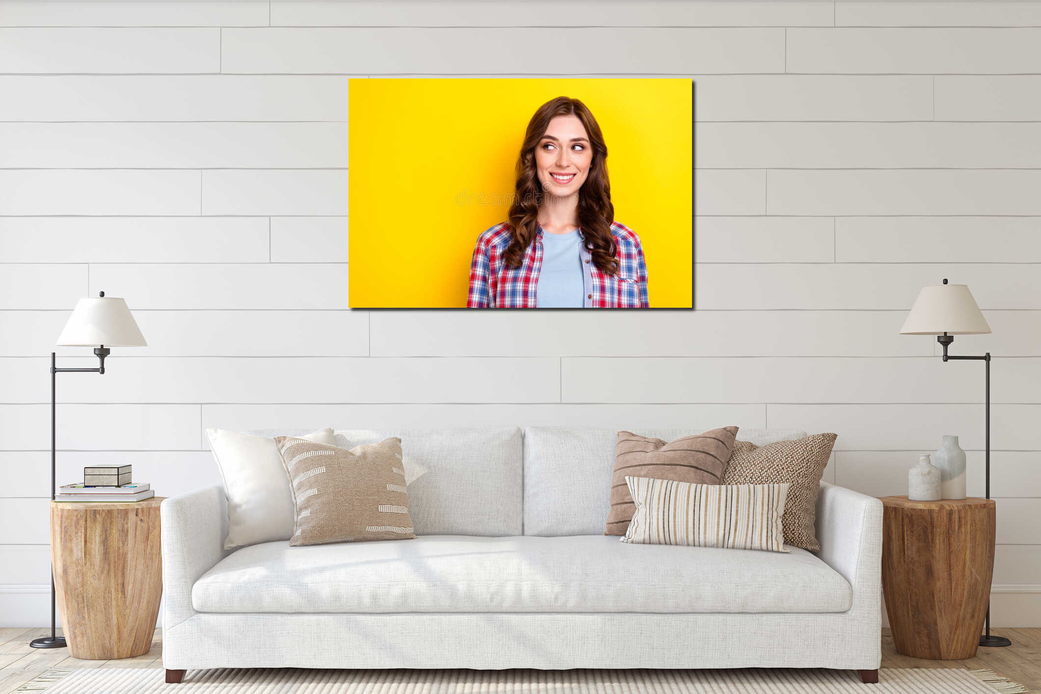 Canvas hanging interior mockup