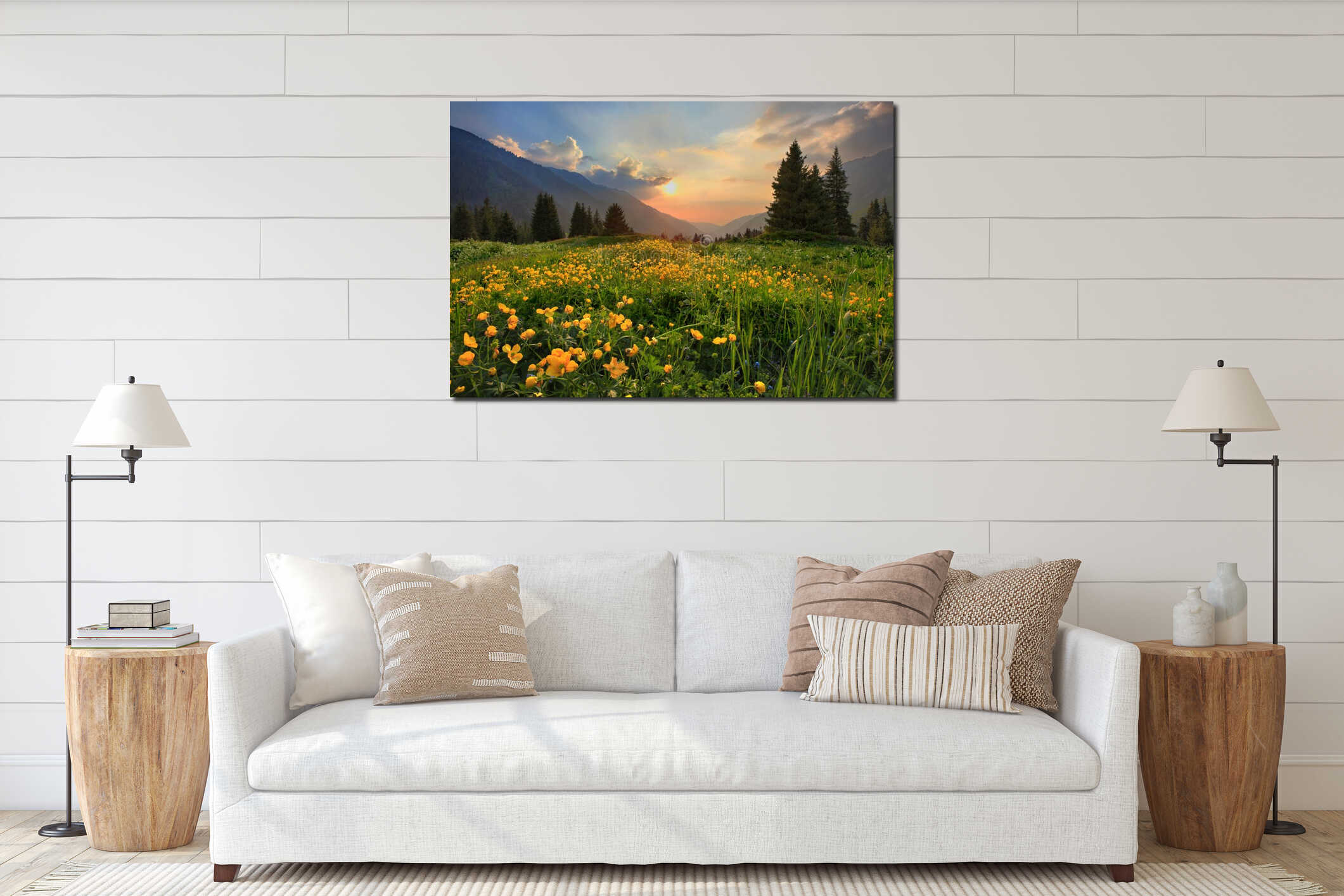Canvas hanging interior mockup