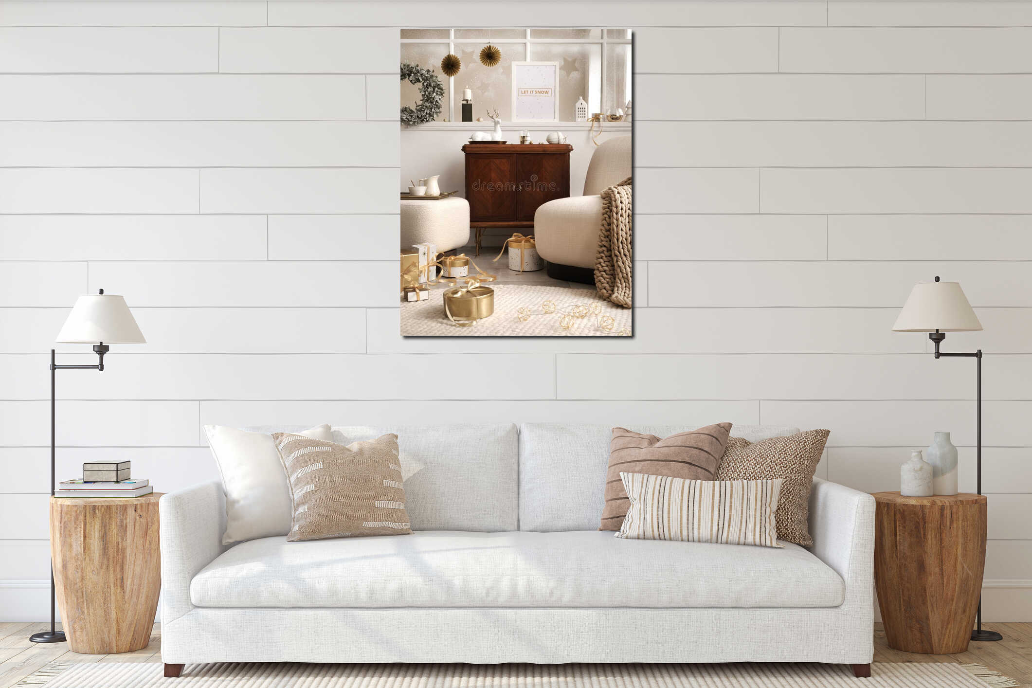 Canvas hanging interior mockup