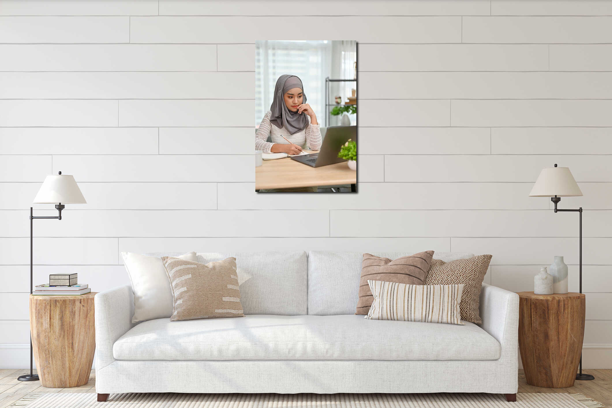 Canvas hanging interior mockup