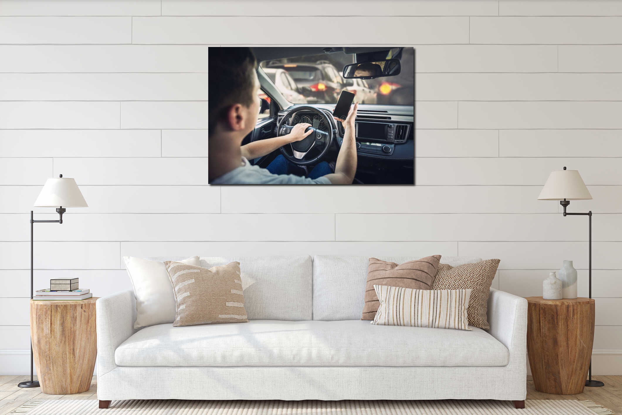 Canvas hanging interior mockup