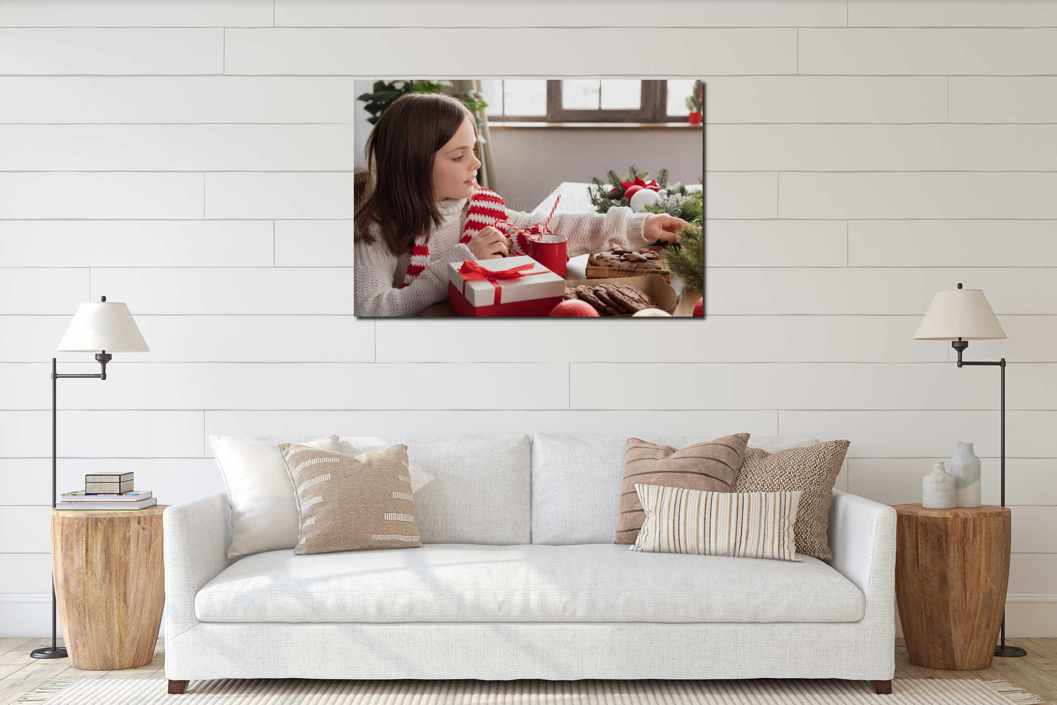 Canvas hanging interior mockup