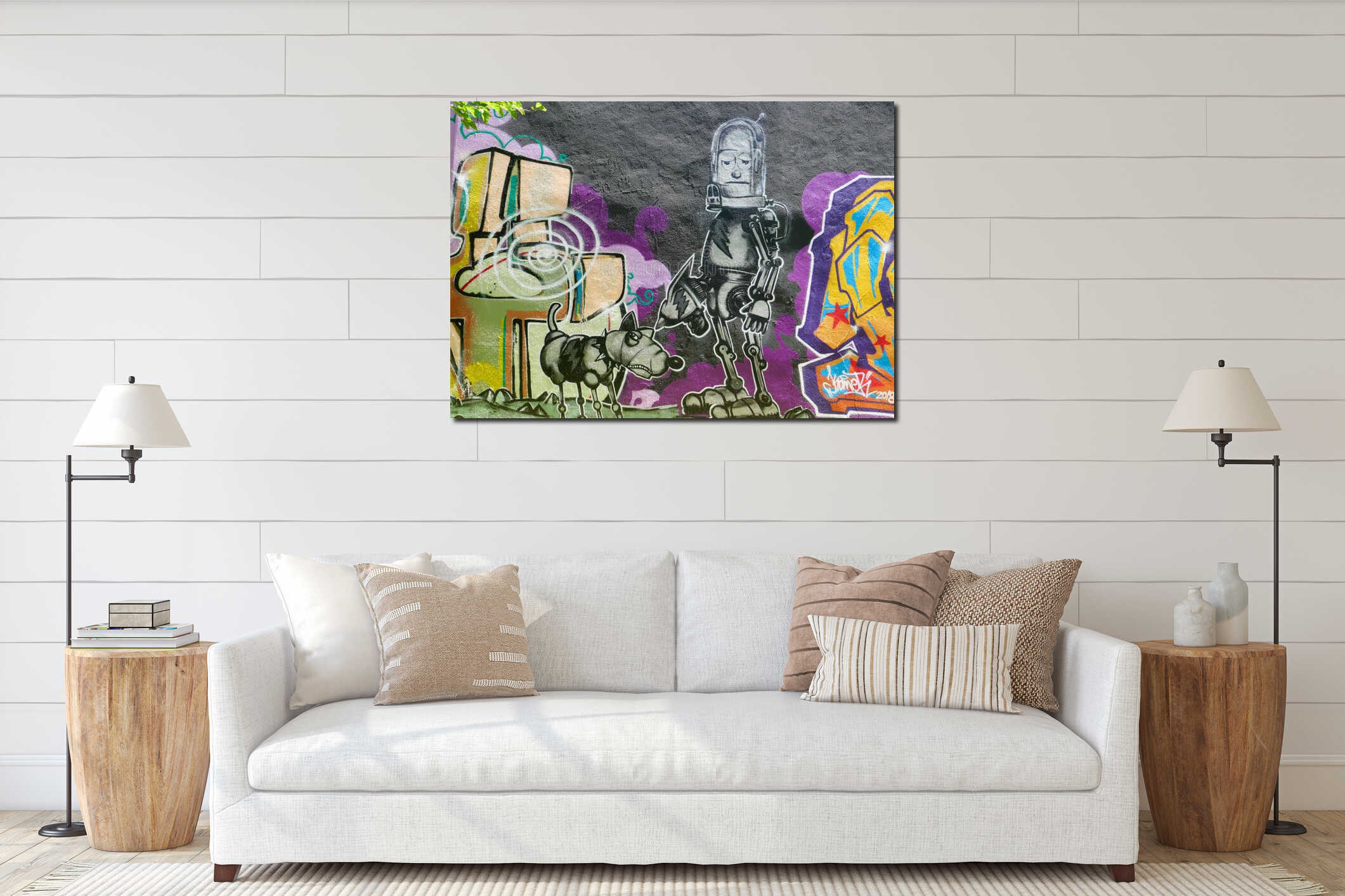 Canvas hanging interior mockup