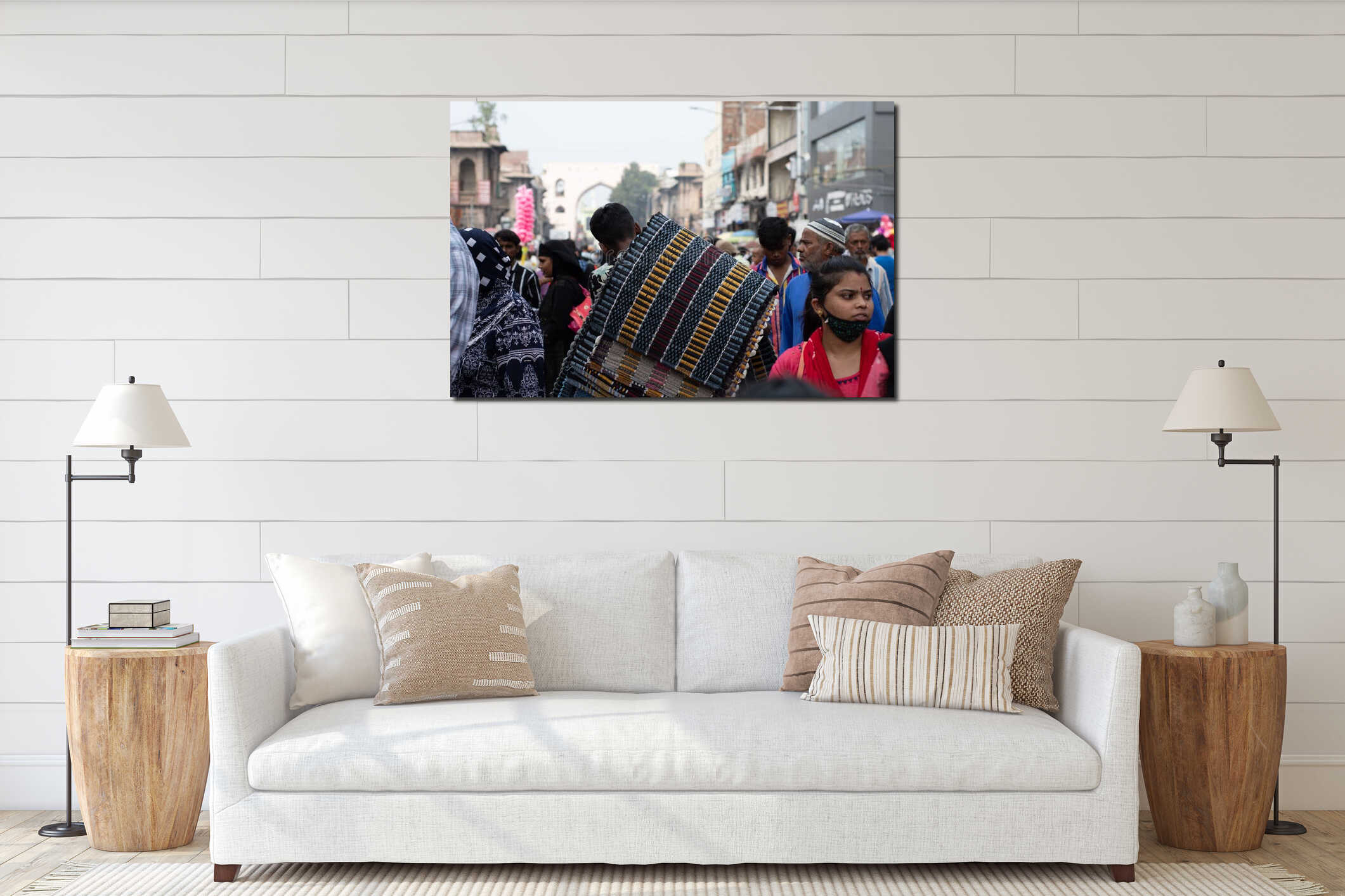 Canvas hanging interior mockup