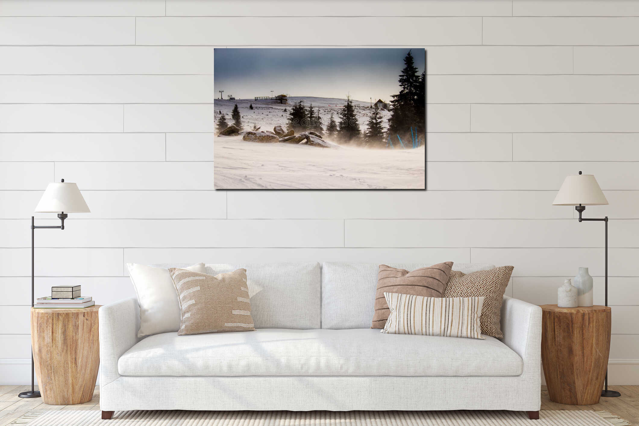 Canvas hanging interior mockup