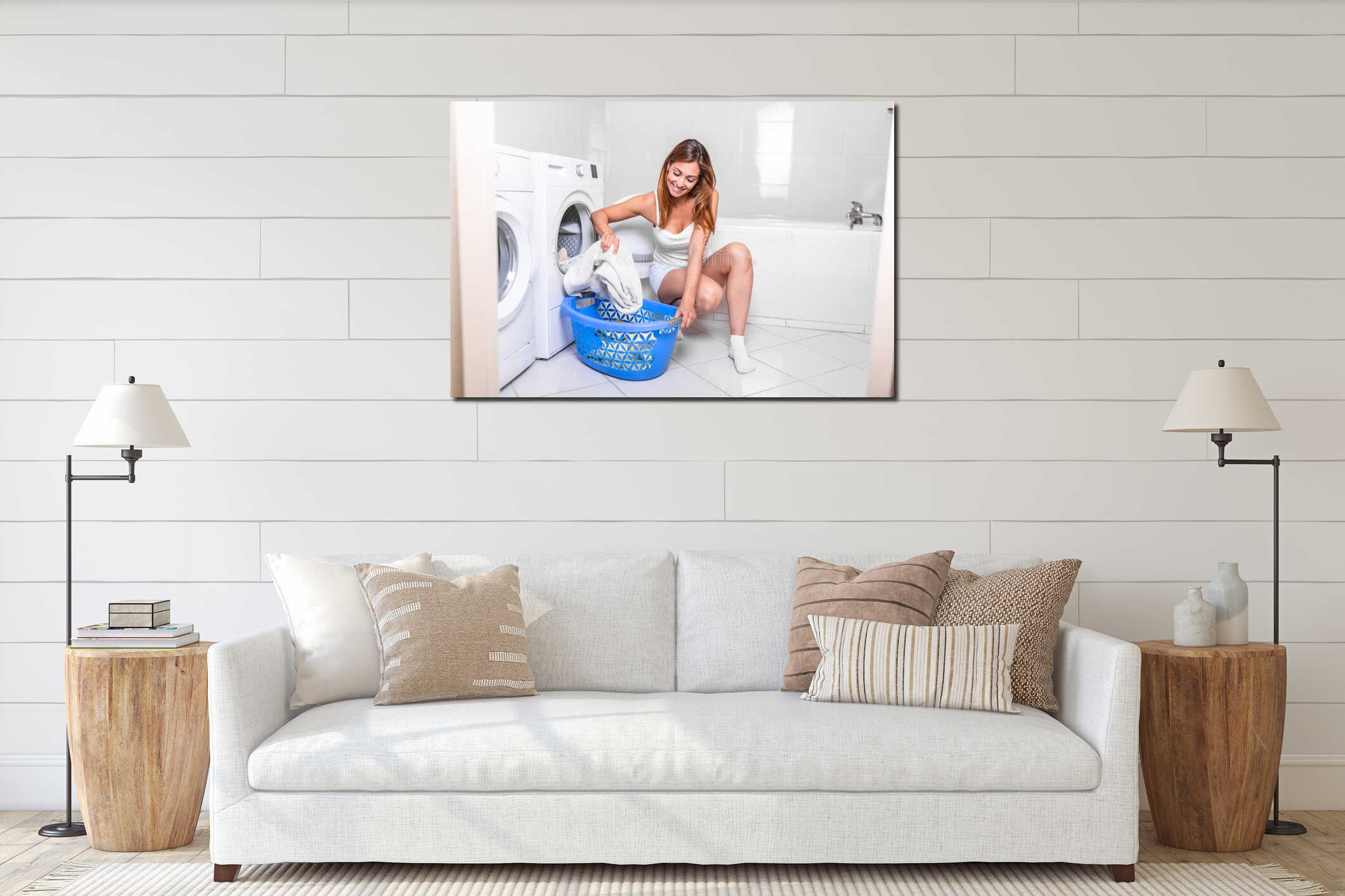 Canvas hanging interior mockup