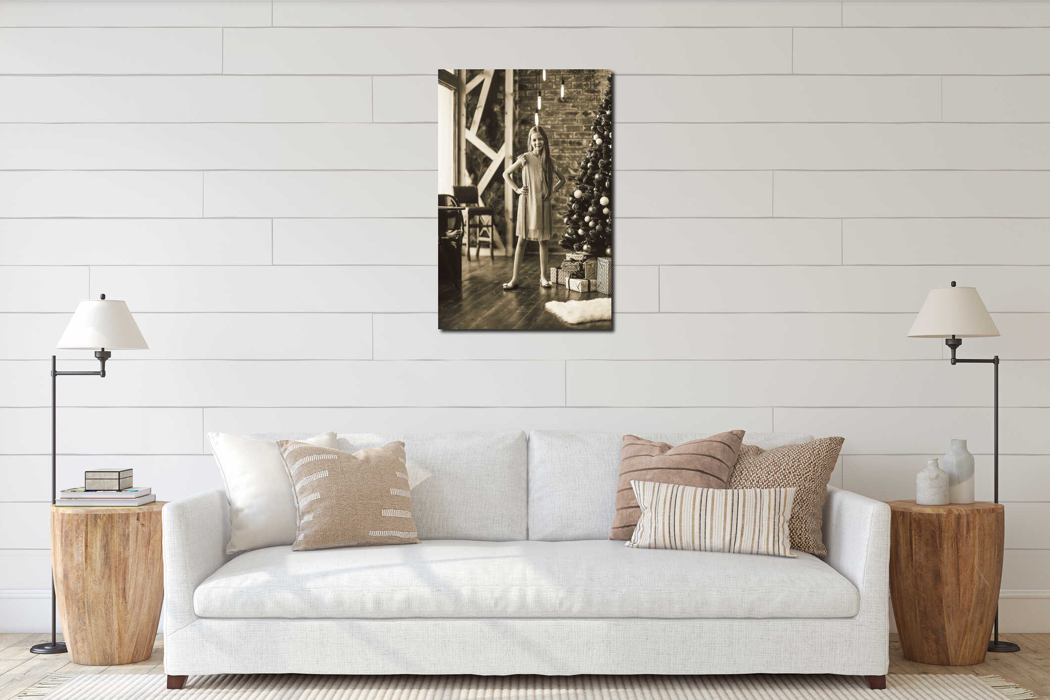 Canvas hanging interior mockup