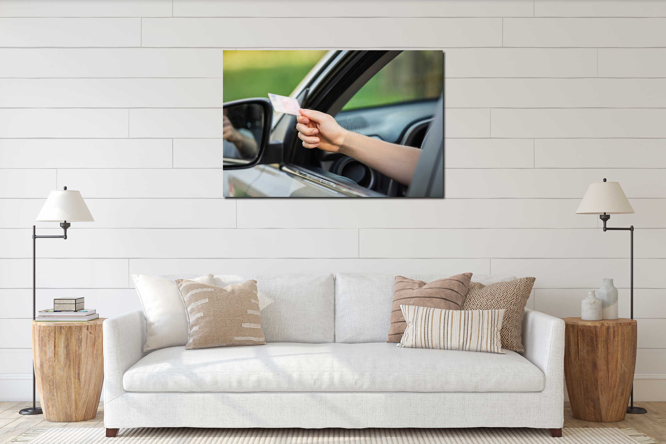 Canvas hanging interior mockup
