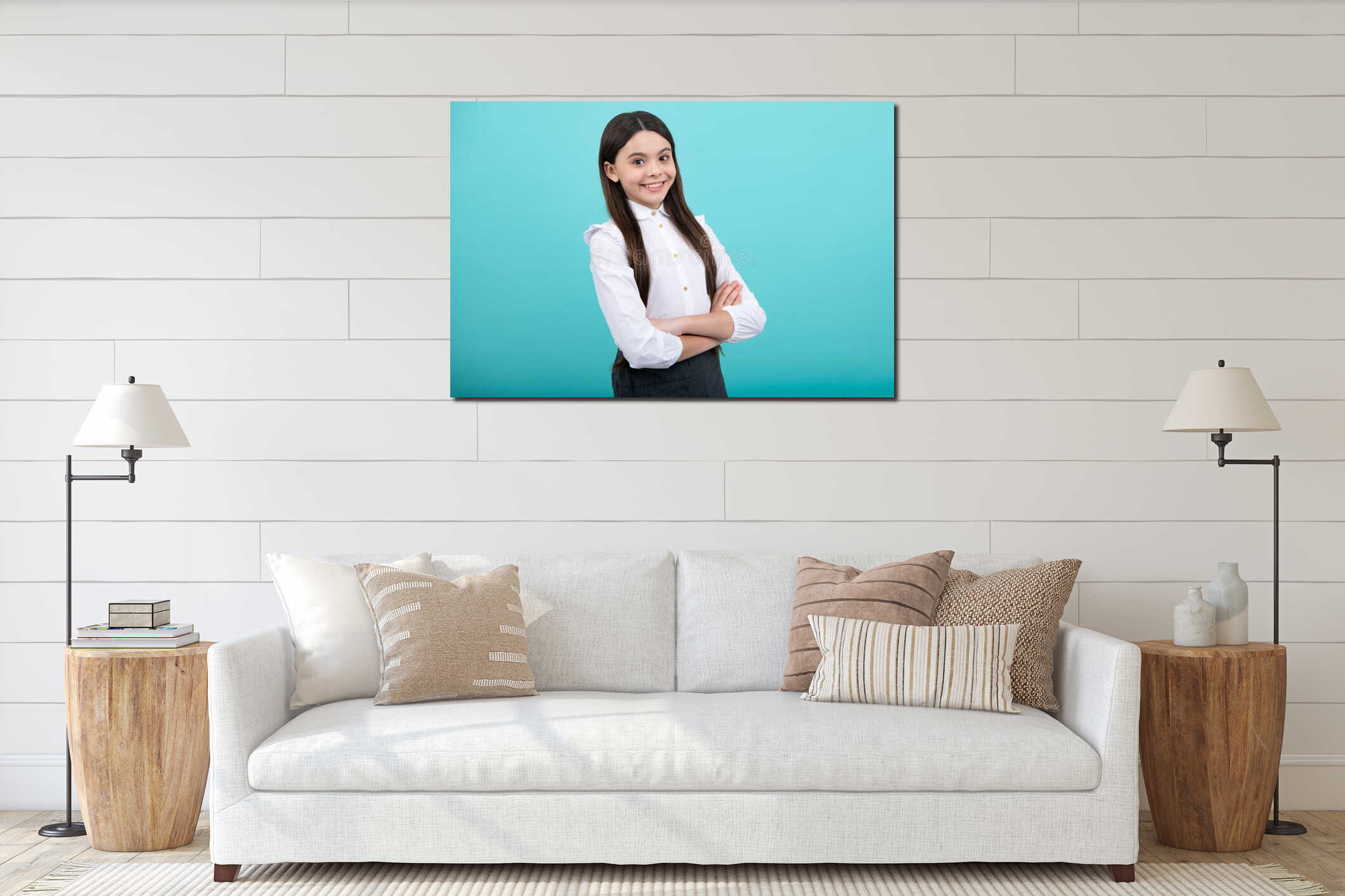 Canvas hanging interior mockup