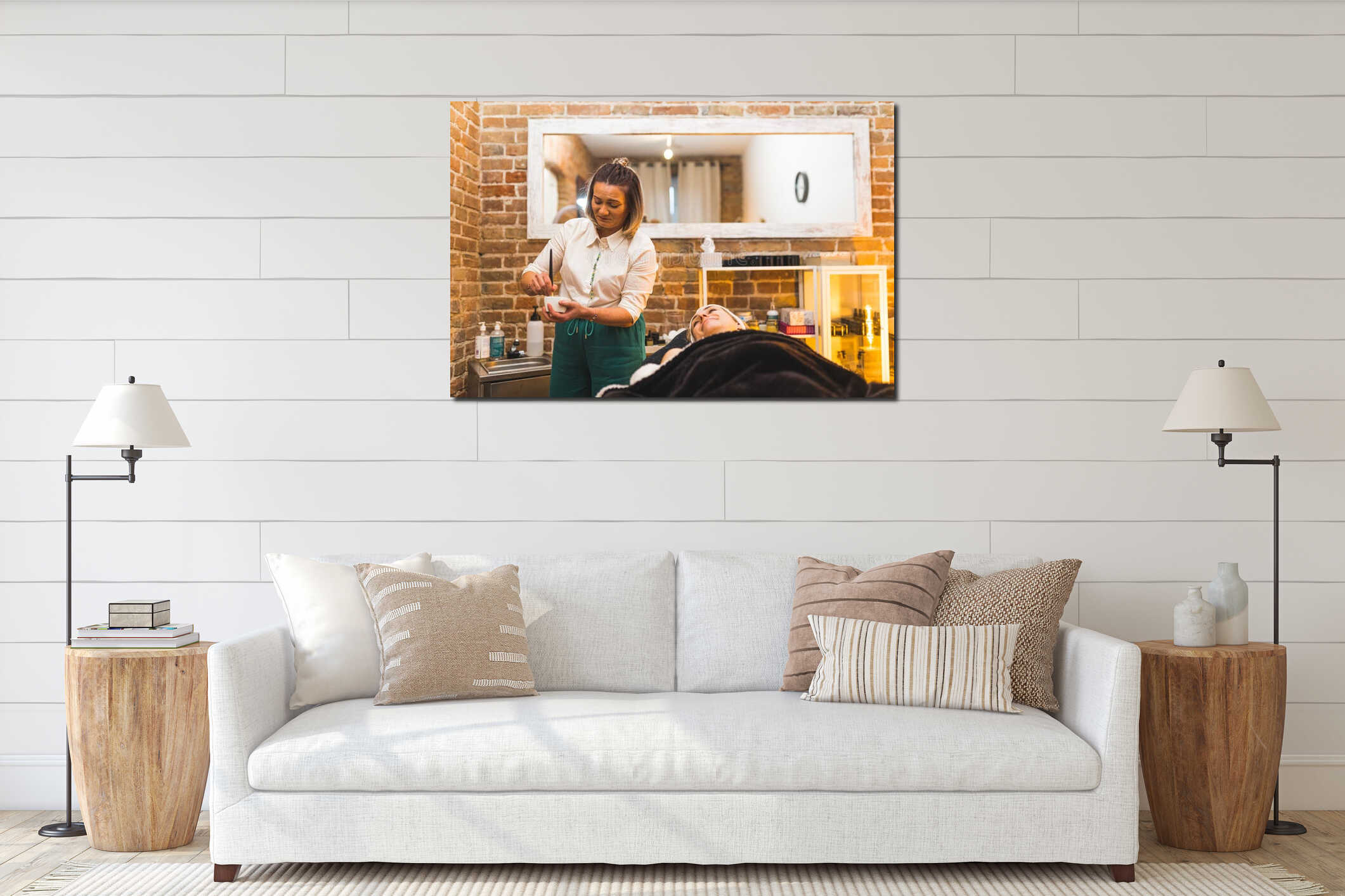 Canvas hanging interior mockup