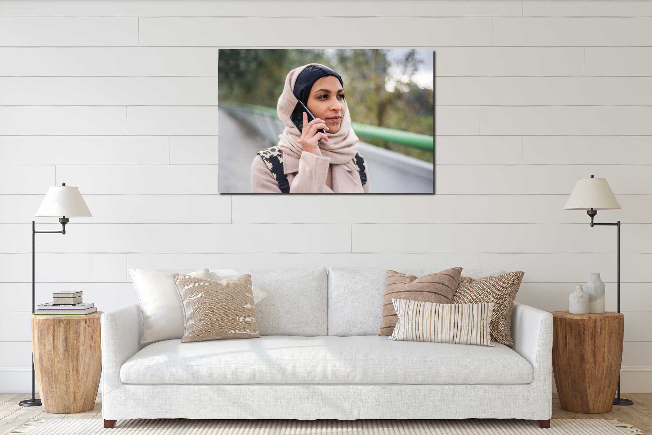 Canvas hanging interior mockup