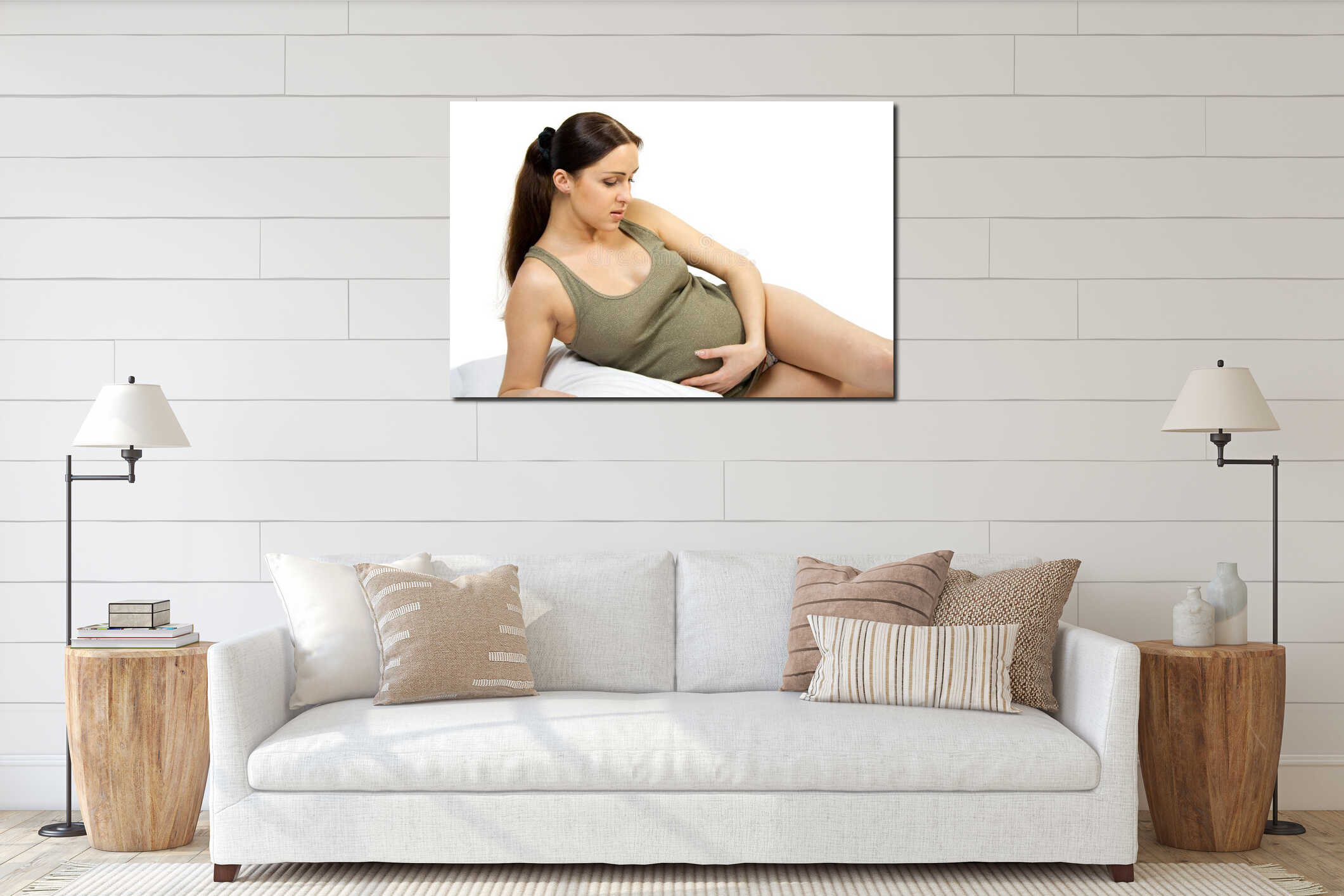 Canvas hanging interior mockup