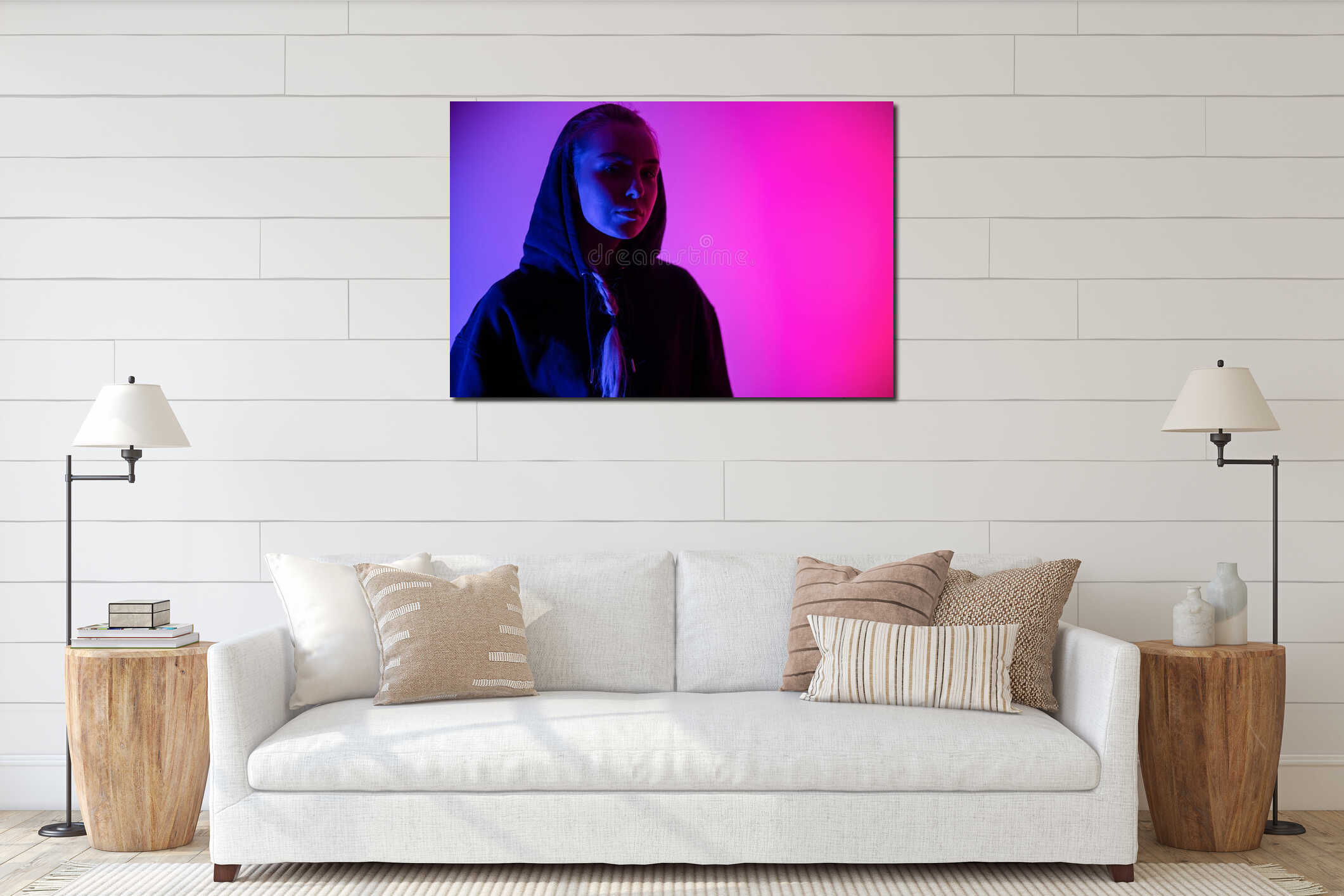 Canvas hanging interior mockup