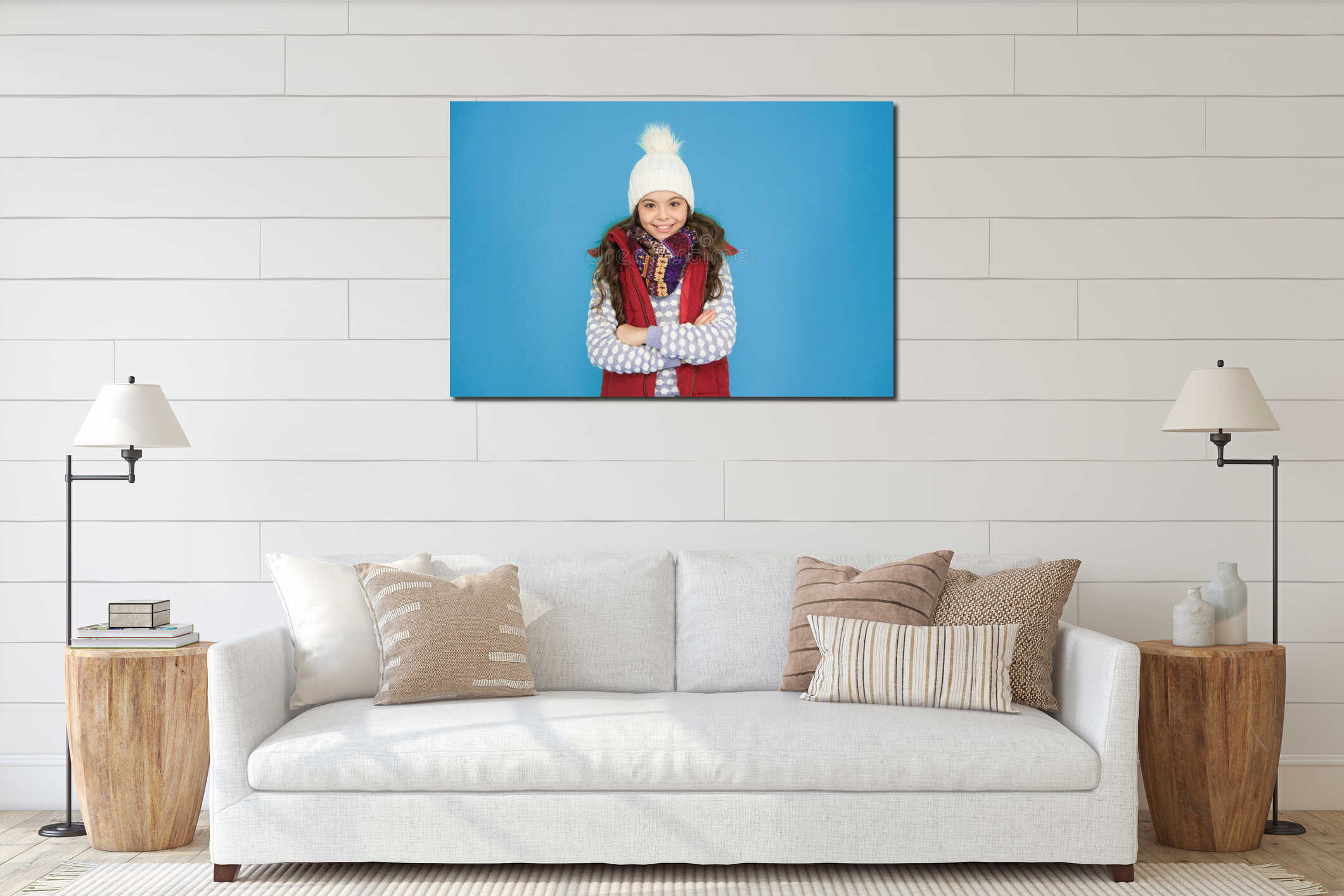 Canvas hanging interior mockup