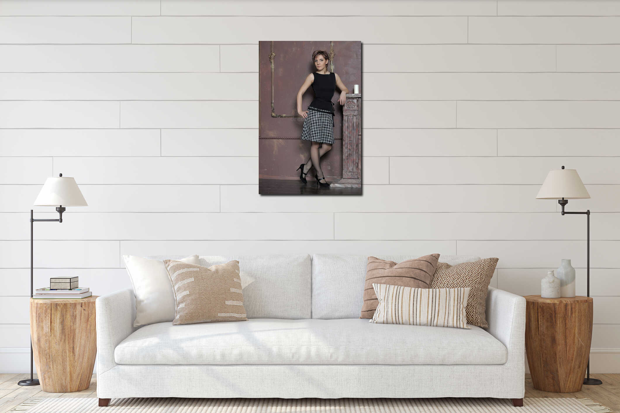 Canvas hanging interior mockup