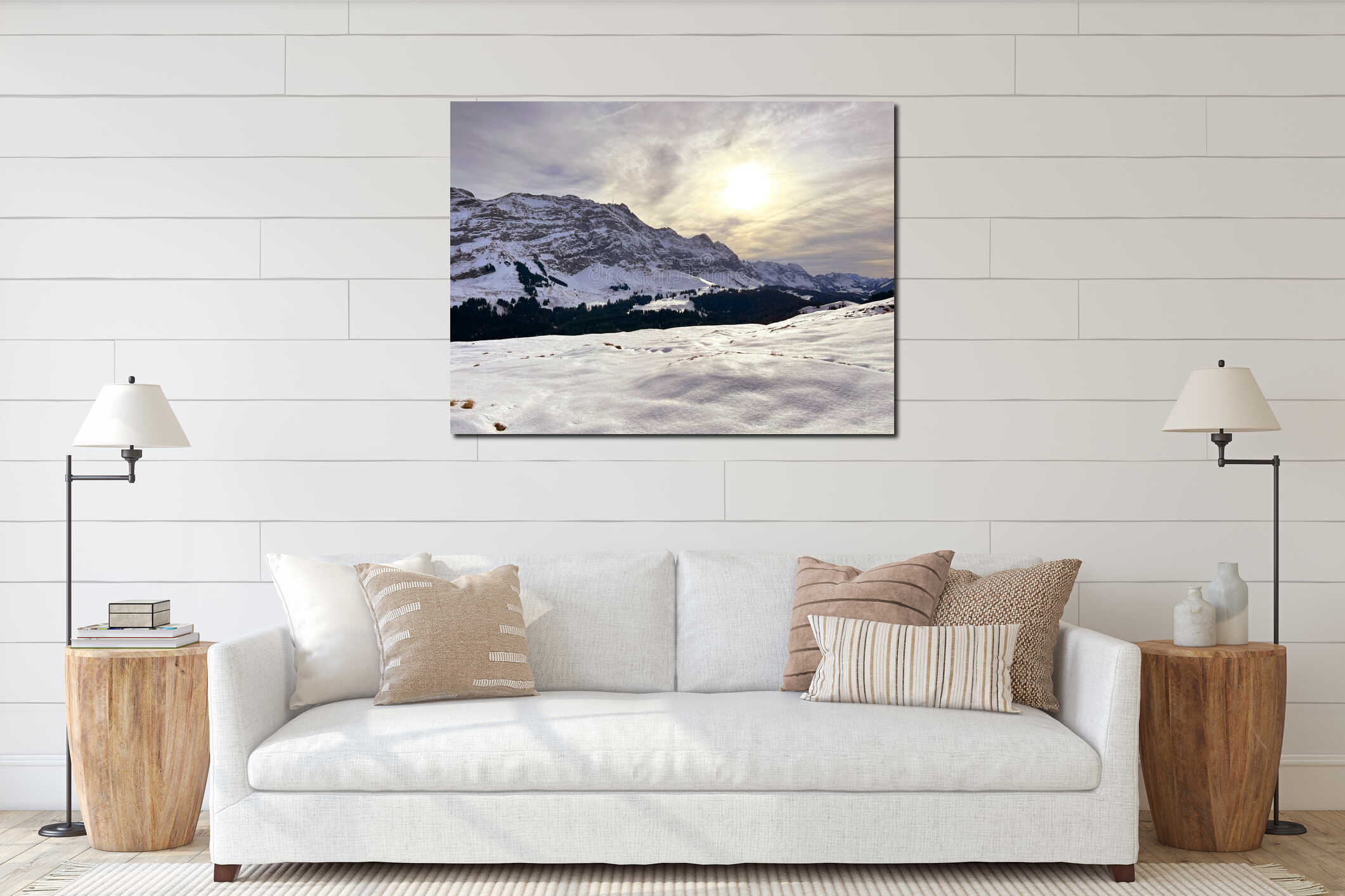 Canvas hanging interior mockup