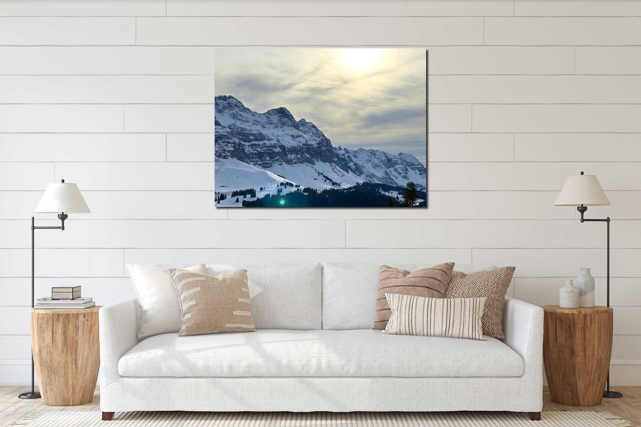 Canvas hanging interior mockup