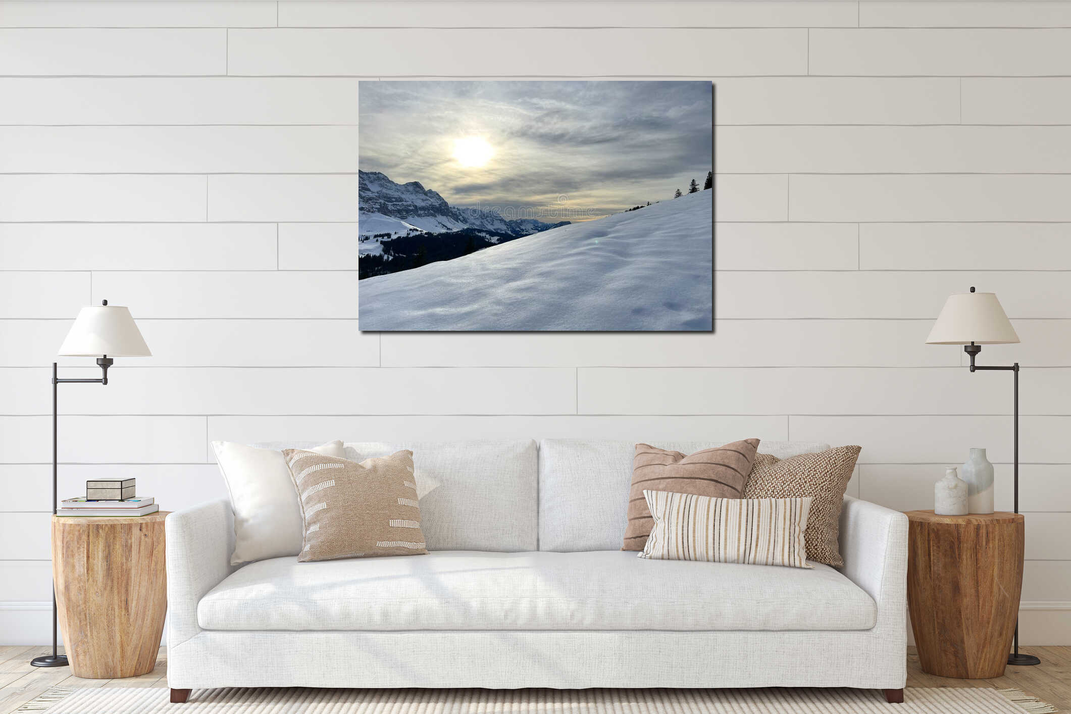 Canvas hanging interior mockup