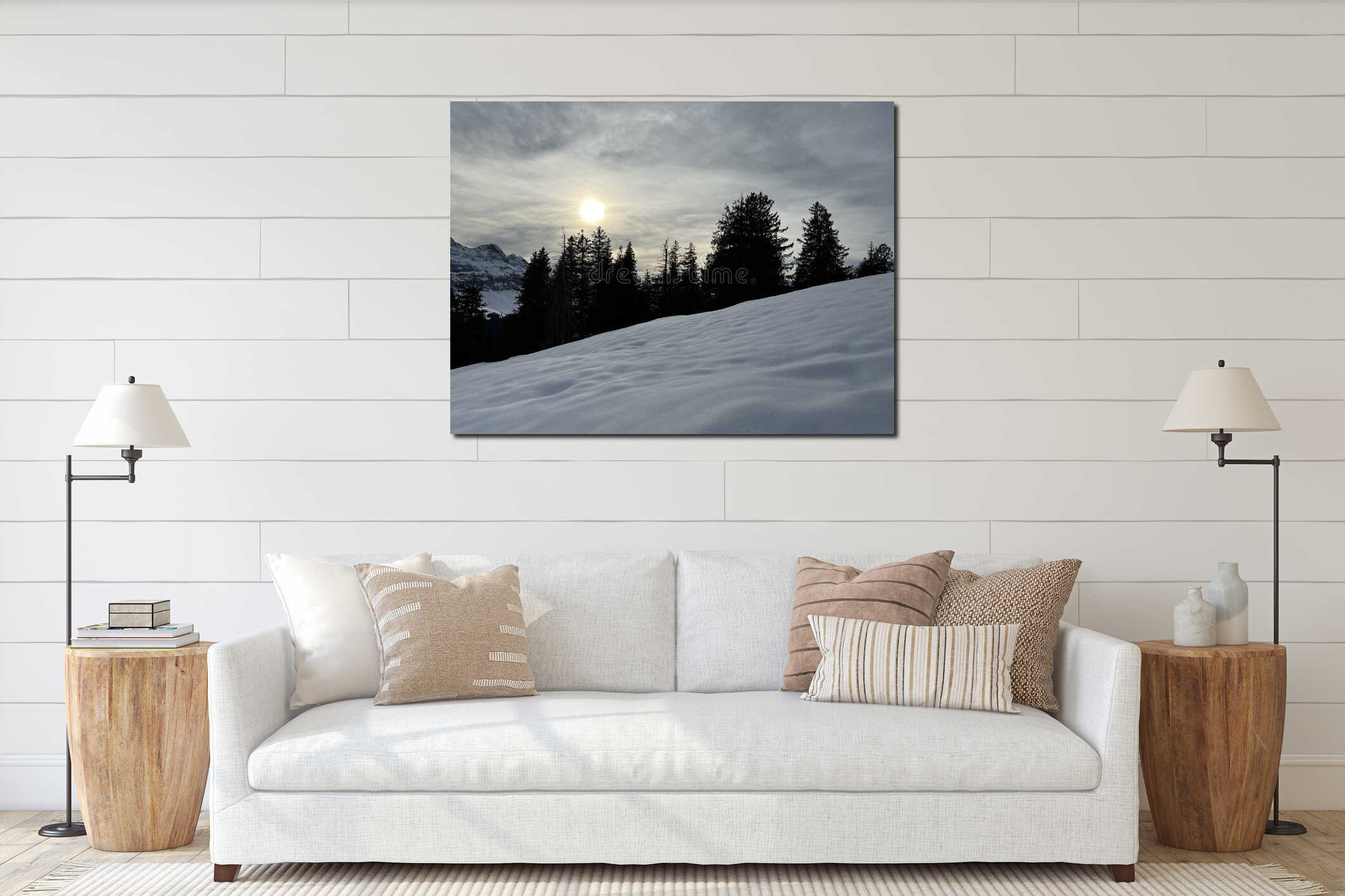 Canvas hanging interior mockup