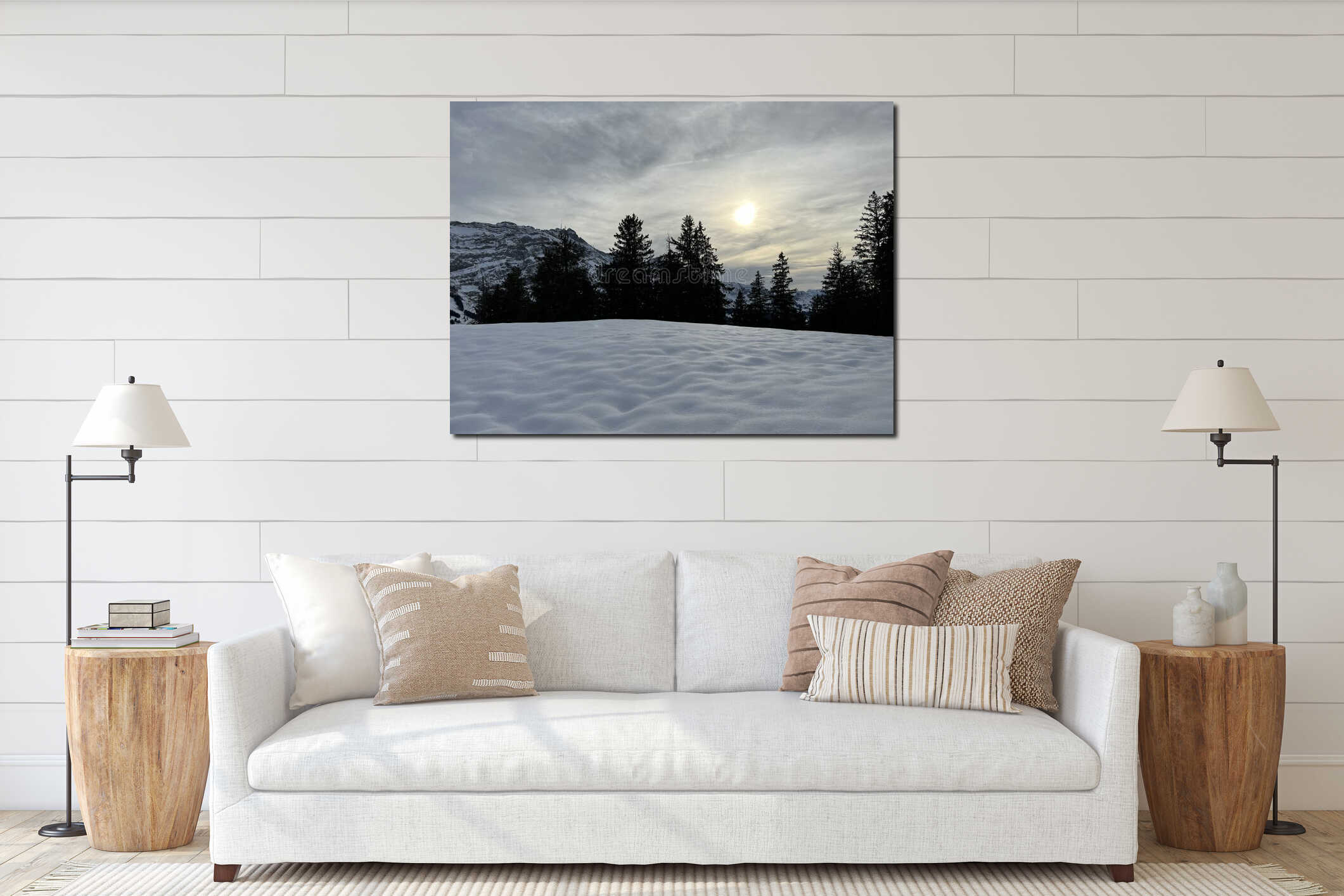 Canvas hanging interior mockup