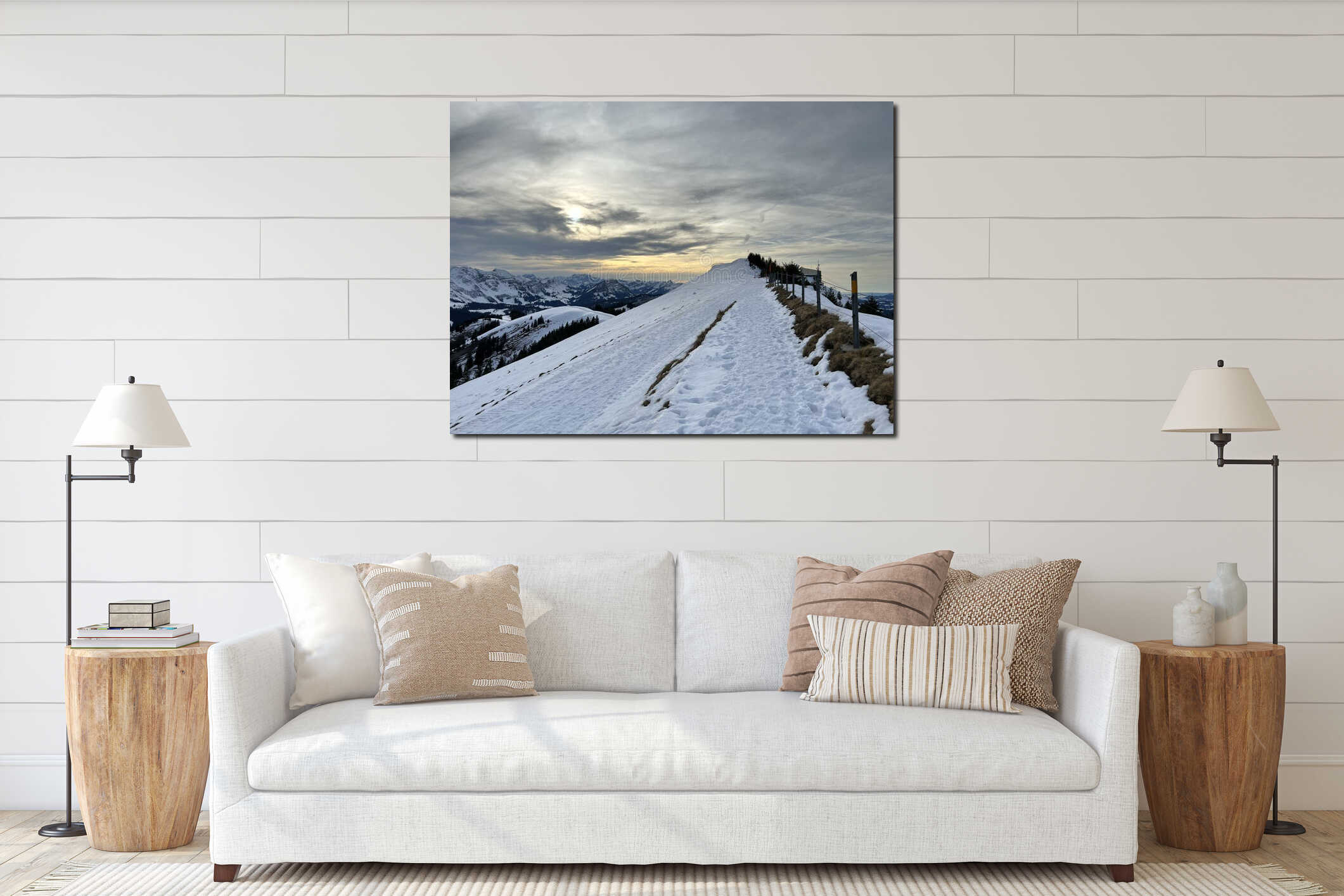 Canvas hanging interior mockup