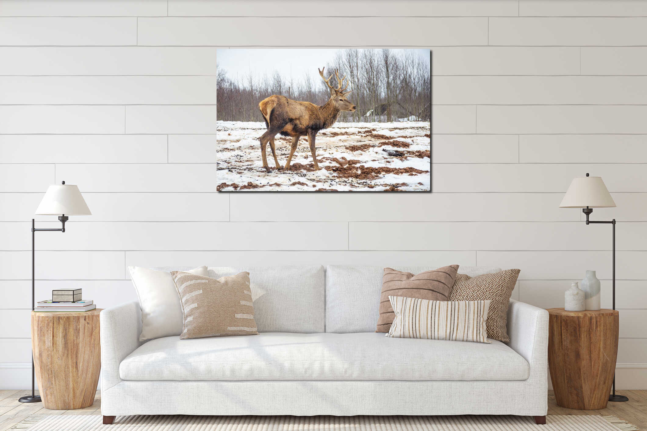 Canvas hanging interior mockup