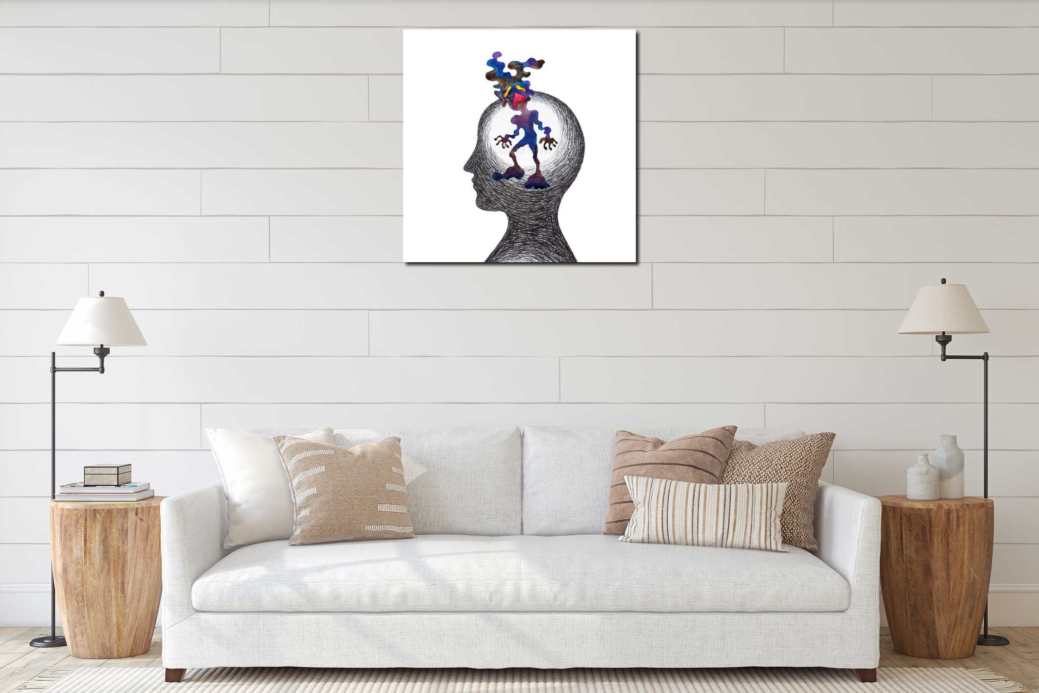 Canvas hanging interior mockup