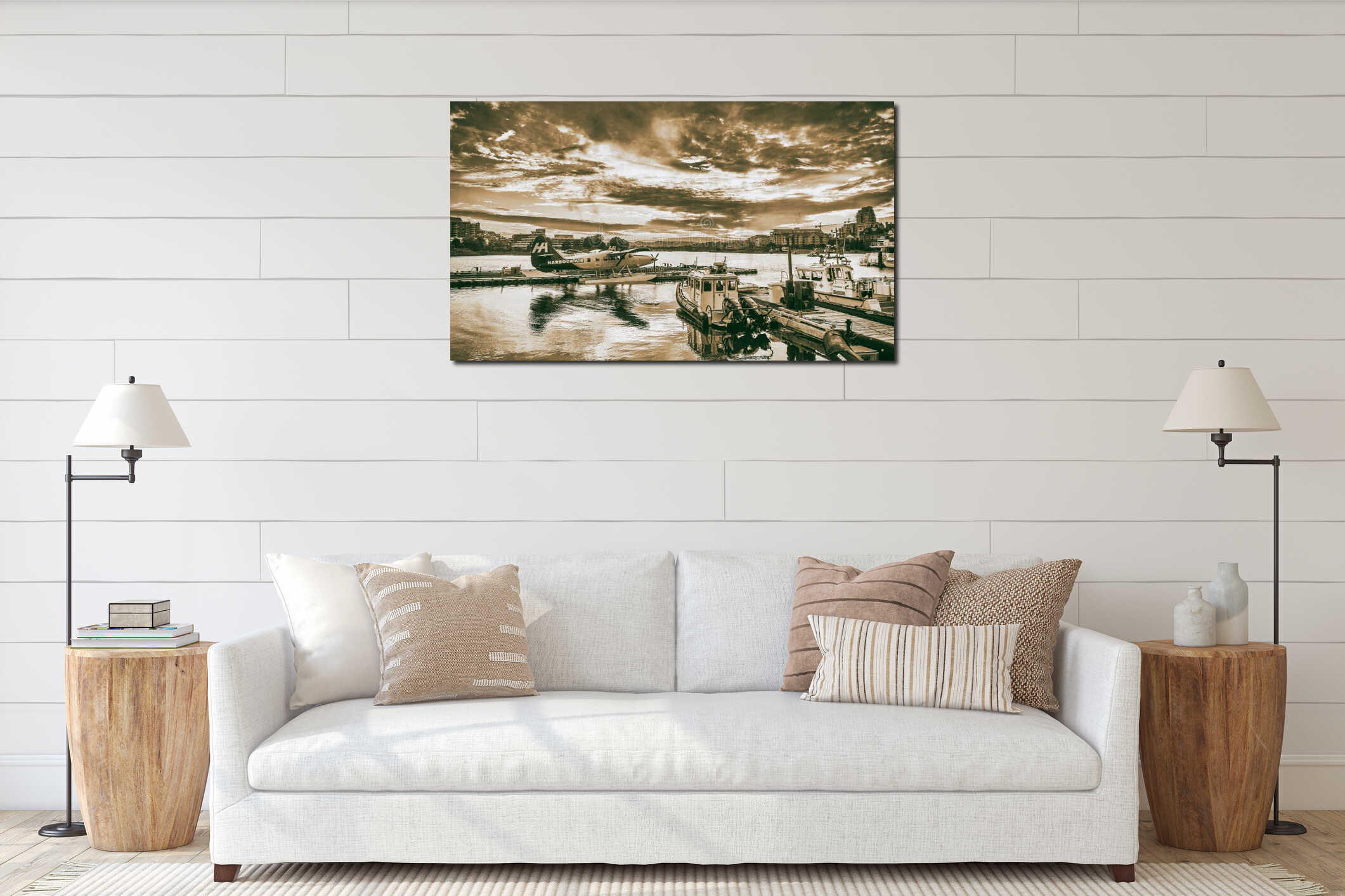 Canvas hanging interior mockup