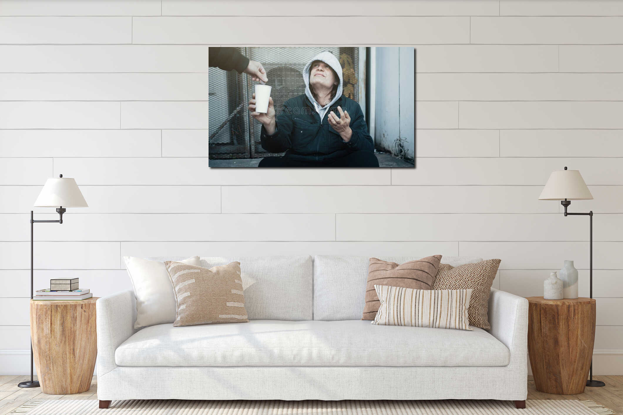 Canvas hanging interior mockup