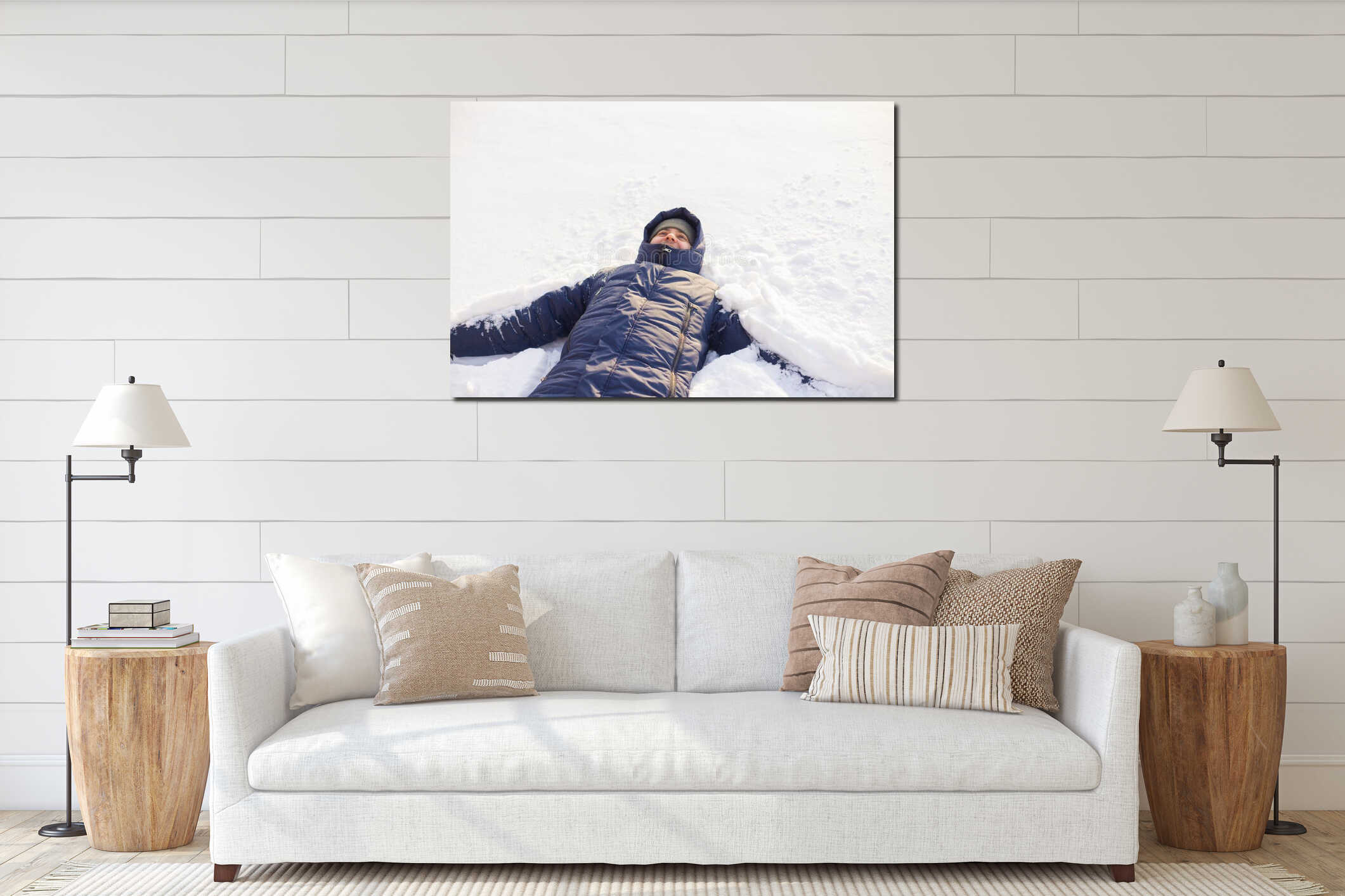 Canvas hanging interior mockup