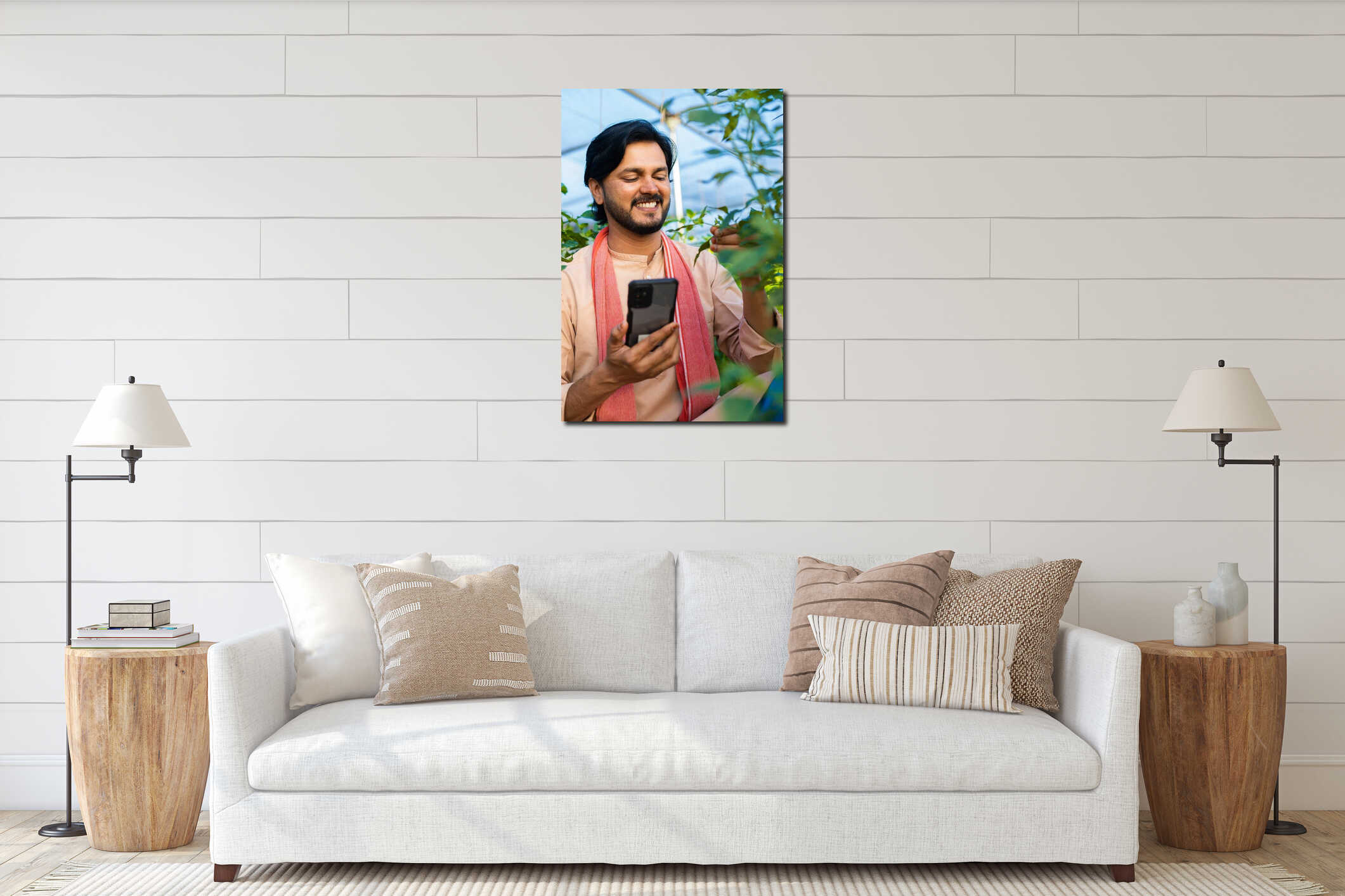 Canvas hanging interior mockup