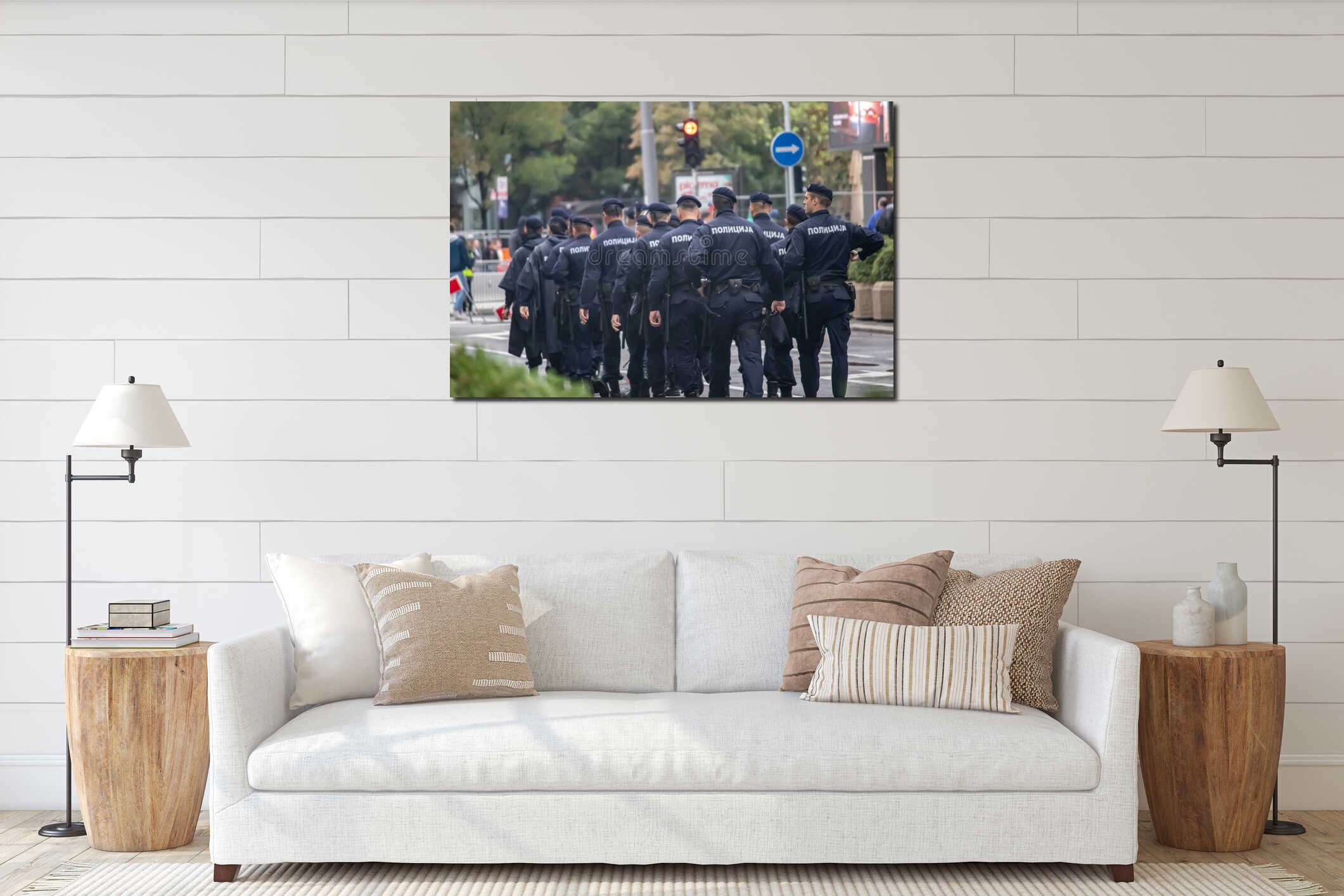 Canvas hanging interior mockup